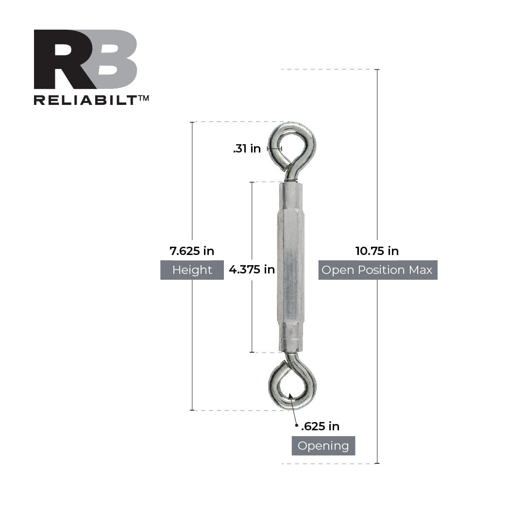 slide 3 of 6, RELIABILT 3/8 x 10-1/2 Aluminum/Steel Eye and eye Turnbuckle, 1 ct
