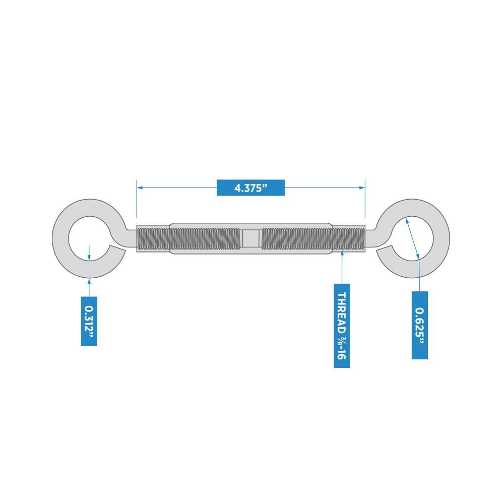 slide 5 of 6, RELIABILT 3/8 x 10-1/2 Aluminum/Steel Eye and eye Turnbuckle, 1 ct