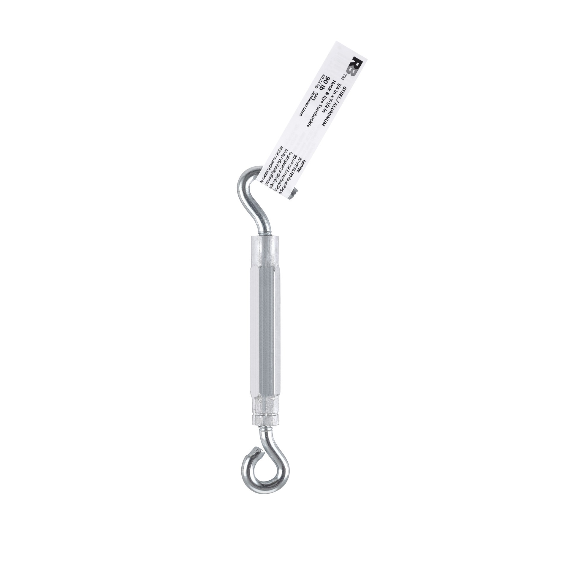 slide 4 of 6, RELIABILT 1/4 x 7-1/2 Aluminum/Steel Hook and eye Turnbuckle, 1 ct