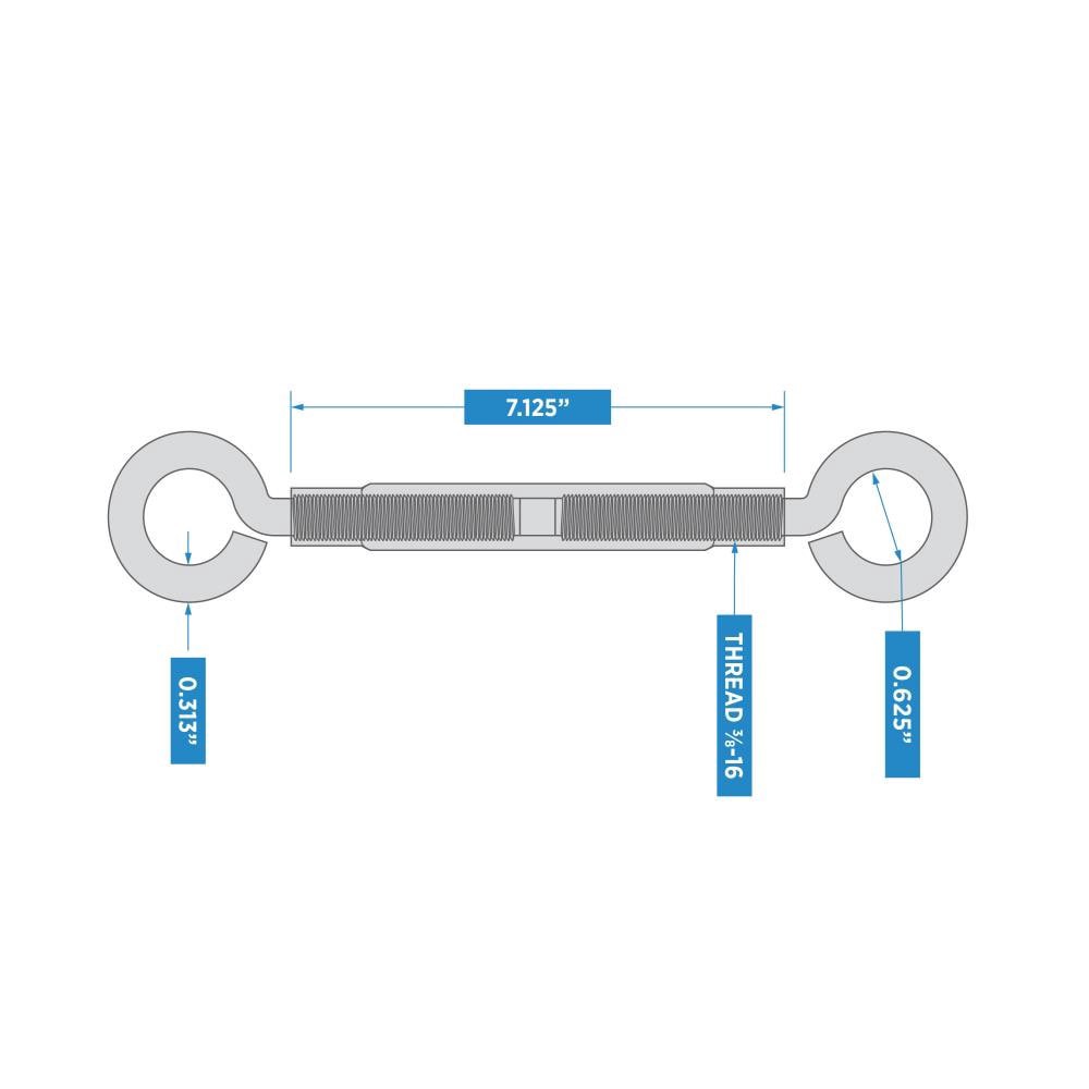 slide 5 of 6, RELIABILT 3/8-in x 16-in Aluminum/Steel Eye and eye Turnbuckle, 1 ct