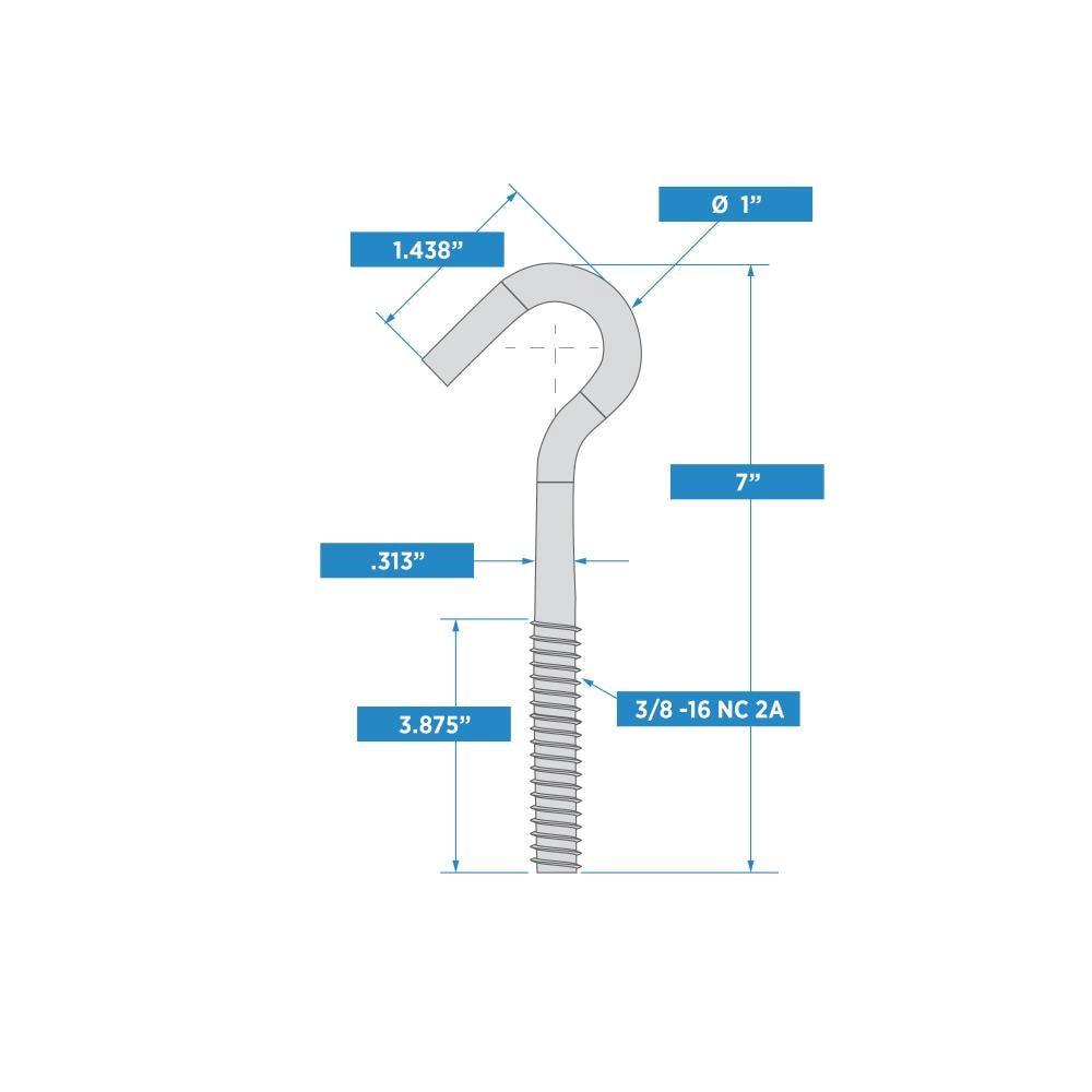 slide 5 of 6, RELIABILT 3/8-in 3/8-in x 7-in Zinc-plated Interior/Exterior Coarse Thread Eye Bolt, 1 ct
