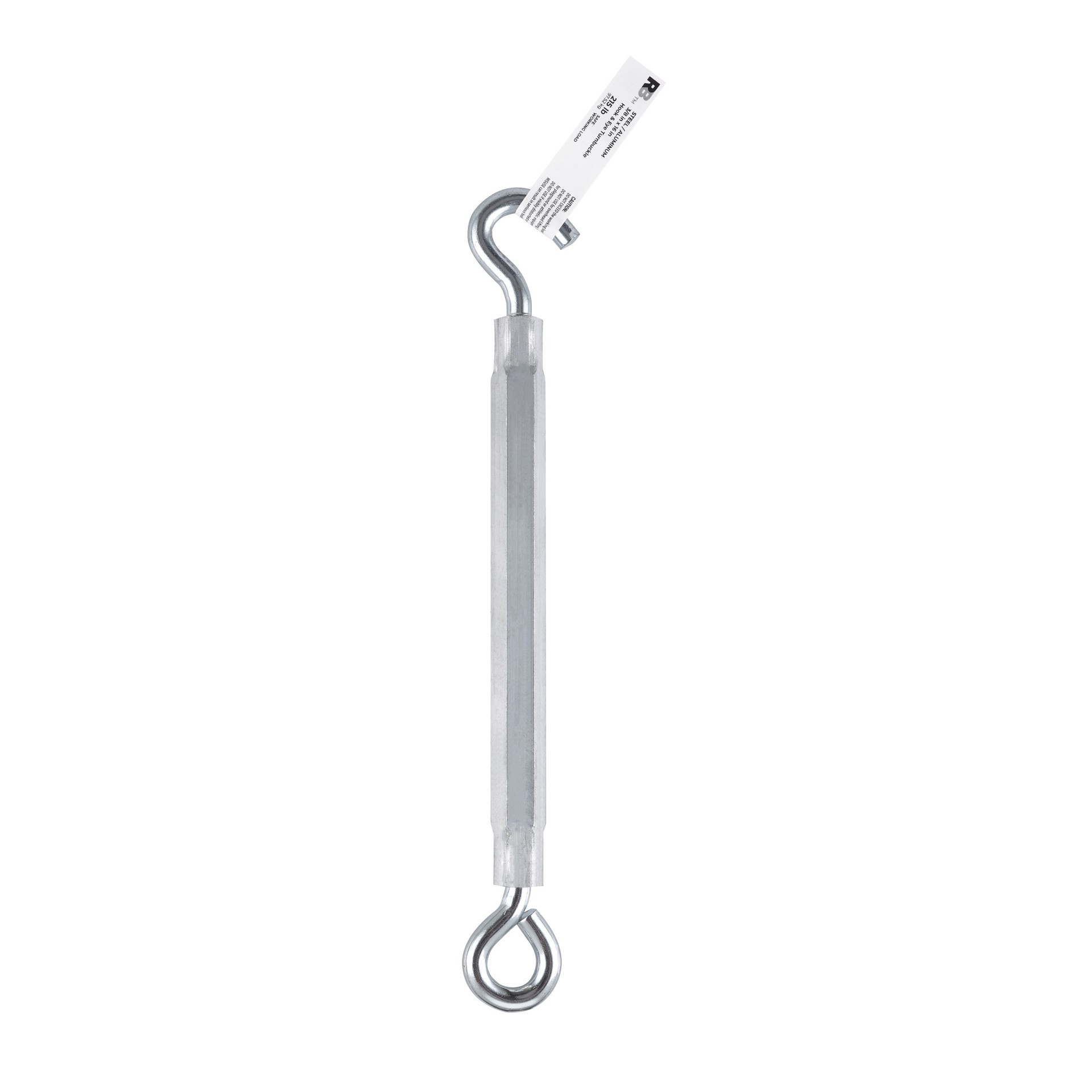 slide 5 of 6, RELIABILT 3/8-in x 16-in Aluminum/Steel Hook and eye Turnbuckle, 1 ct