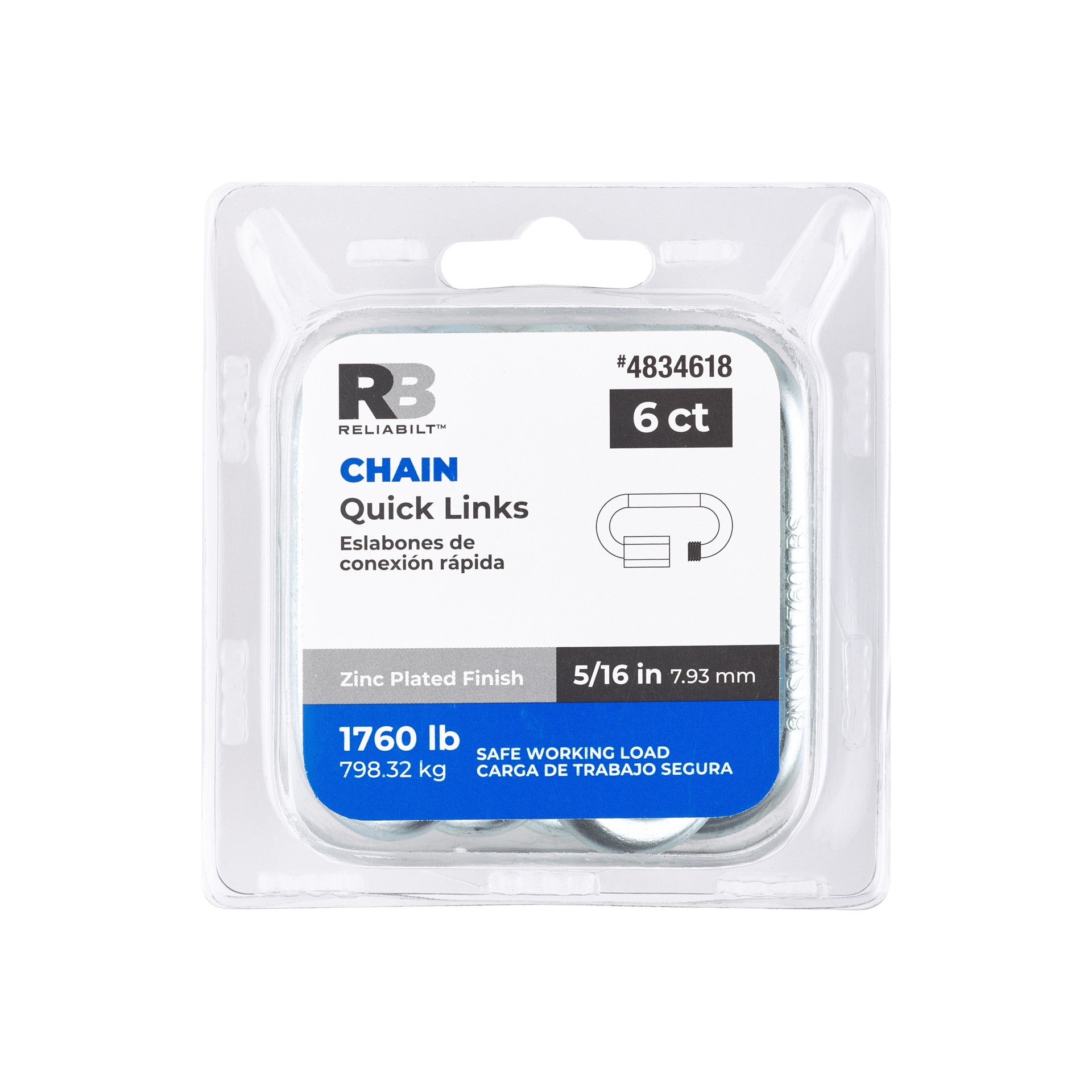 slide 4 of 5, RELIABILT V3150- 5/16-in Quick Link in Zinc-plated, 1 ct