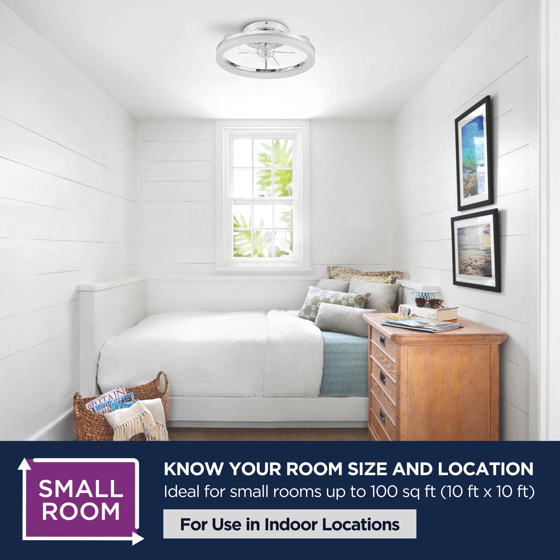 slide 3 of 6, Harbor Breeze Brookshore 20-in Chrome with Clear Blades Color-Changing Flush Mount Fandelier Ceiling Fan With Light 5 -Blade, 1 ct