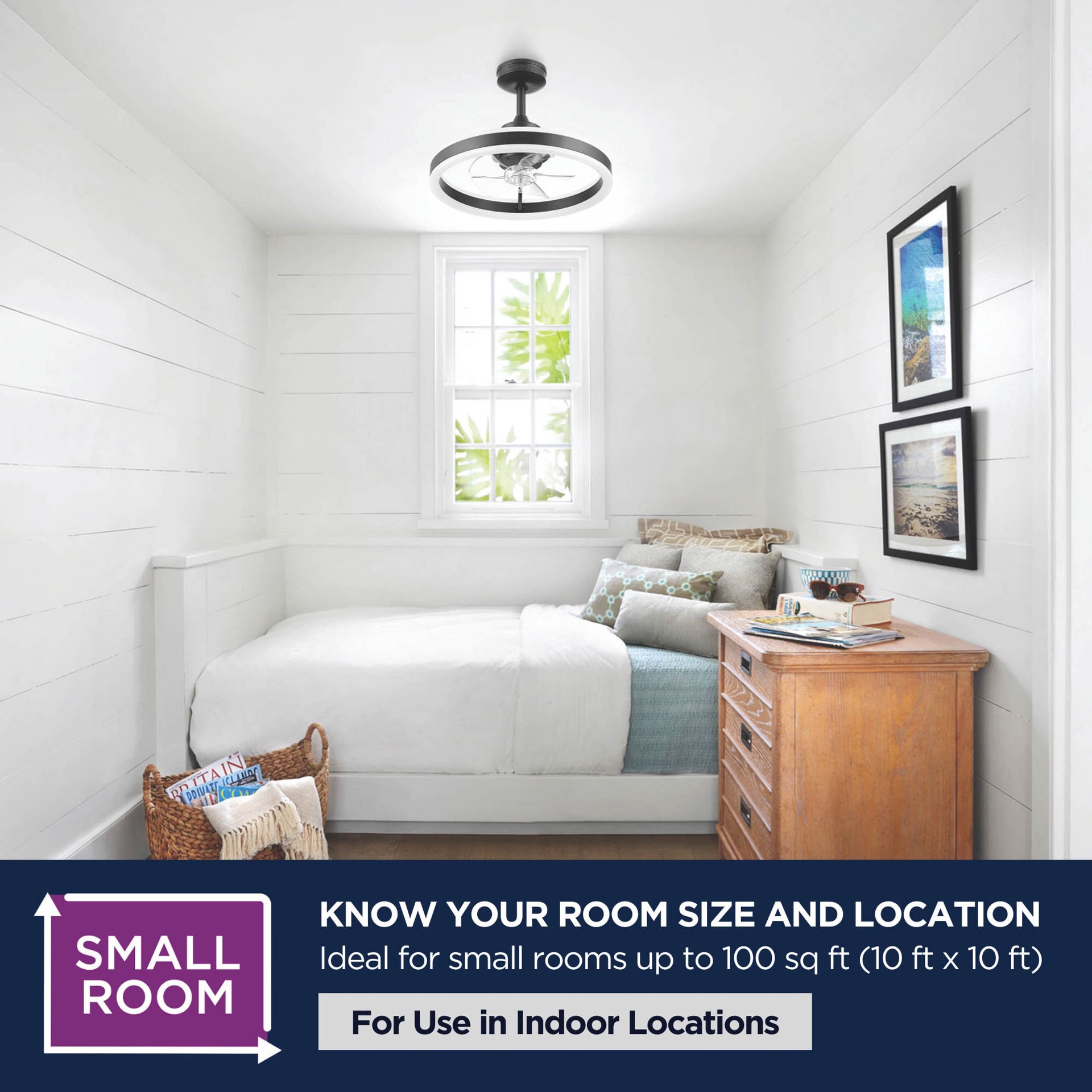 slide 3 of 6, Harbor Breeze Edenmore II 20-in Matte Black with Clear Blades Color-Changing Fandelier Ceiling Fan With Light 5 -Blade, 1 ct