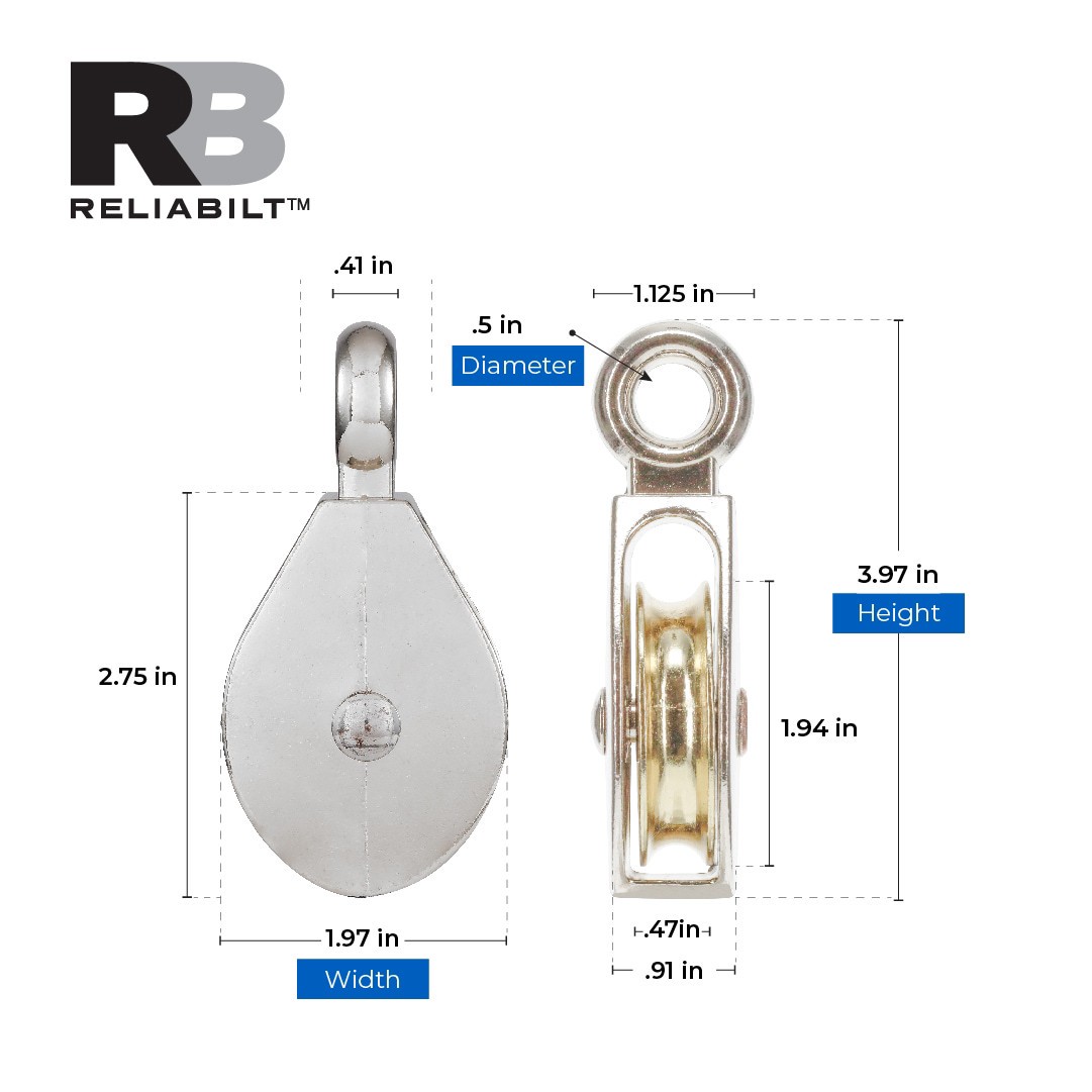 slide 3 of 6, RELIABILT 2-in Single Rope Fixed eye Pulley, 1 ct