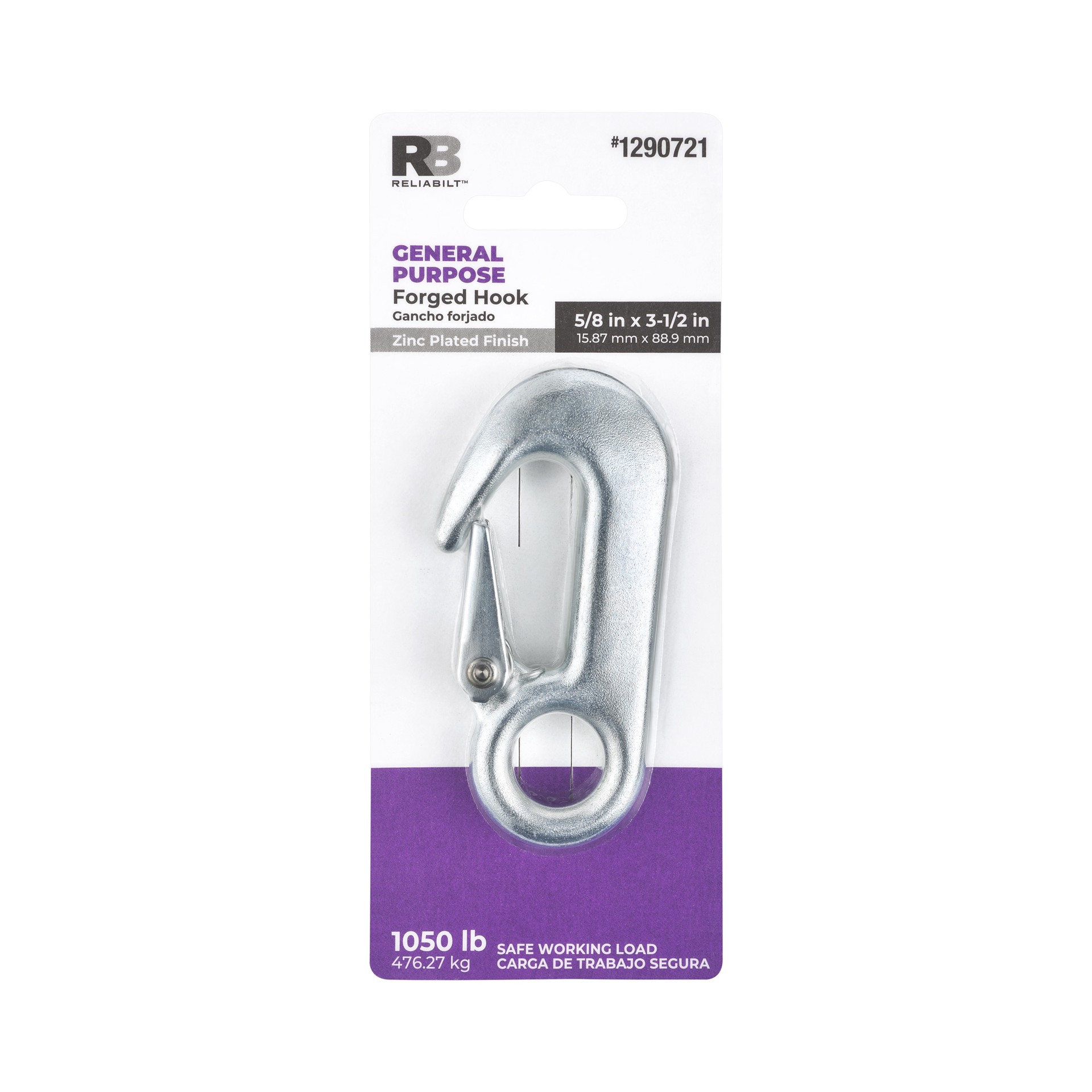 slide 5 of 6, RELIABILT 5/8-in x 3-1/2-in Hook in Zinc Plated, 1 ct