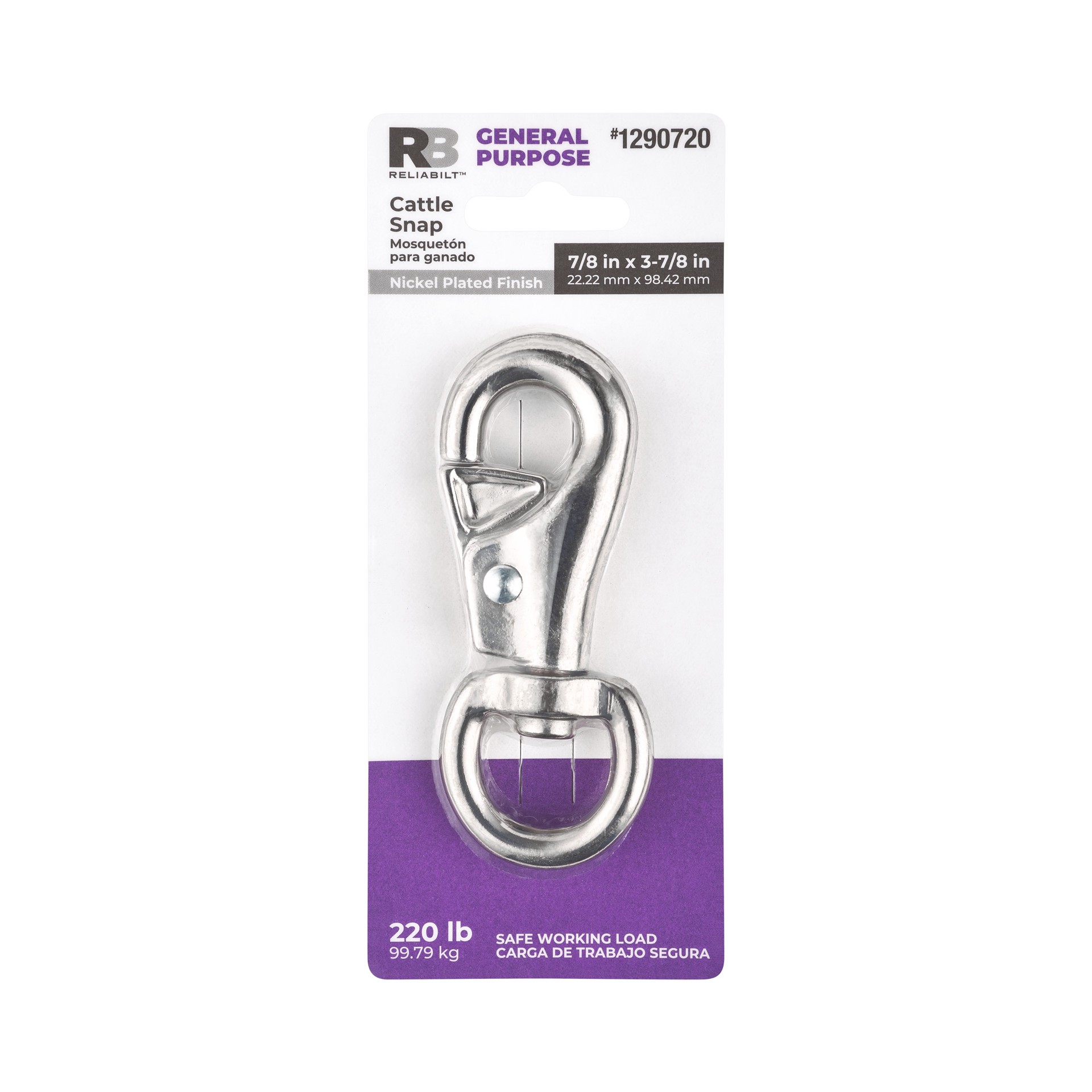 slide 5 of 6, RELIABILT N100-310- 7/8-in x 3-7/8-in Cattle Snap in Nickel, 1 ct