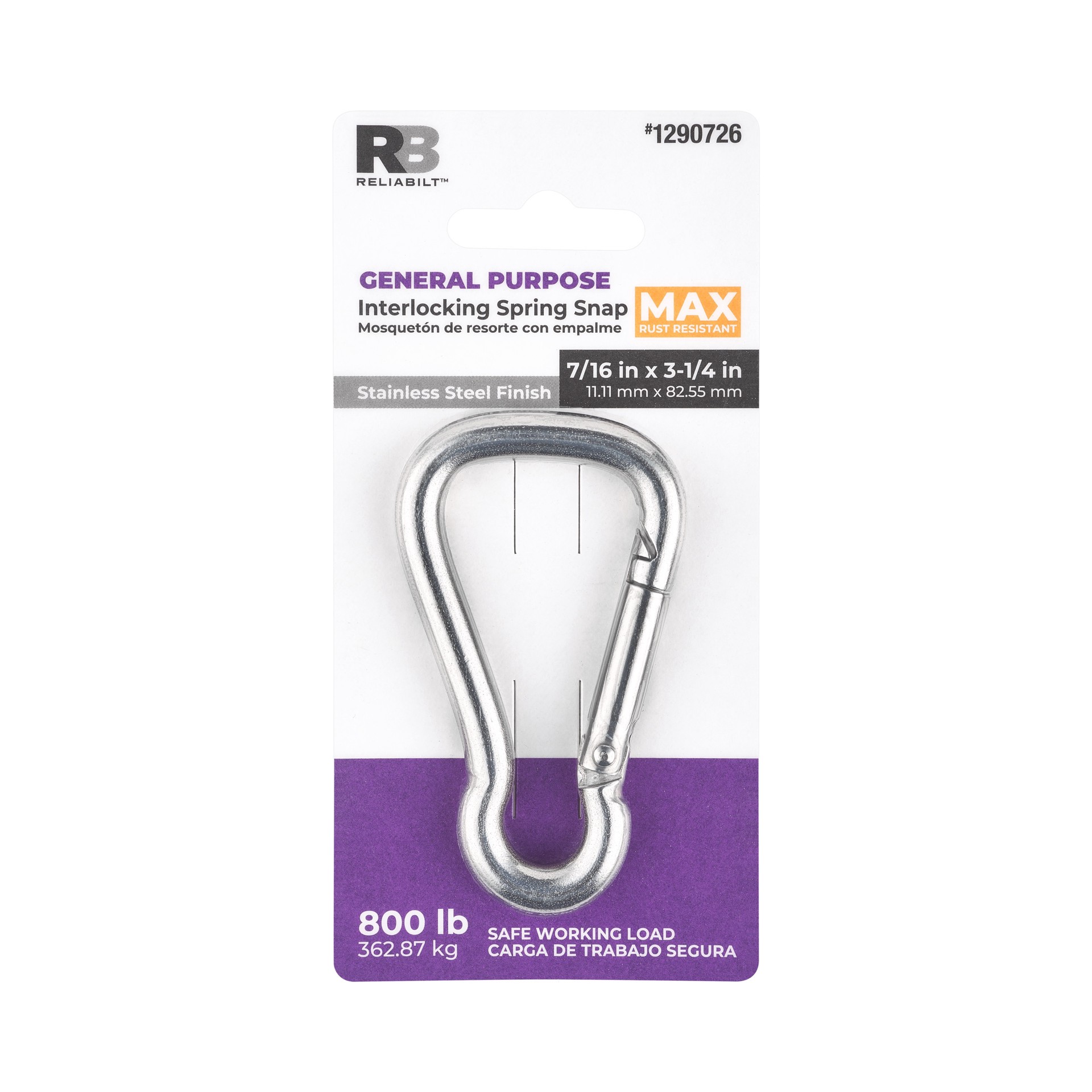 slide 5 of 5, National Hardware N100-301- 7/16-in x 3-1/4-in Interlocking Spring Snap in Stainless Steel, 1 ct