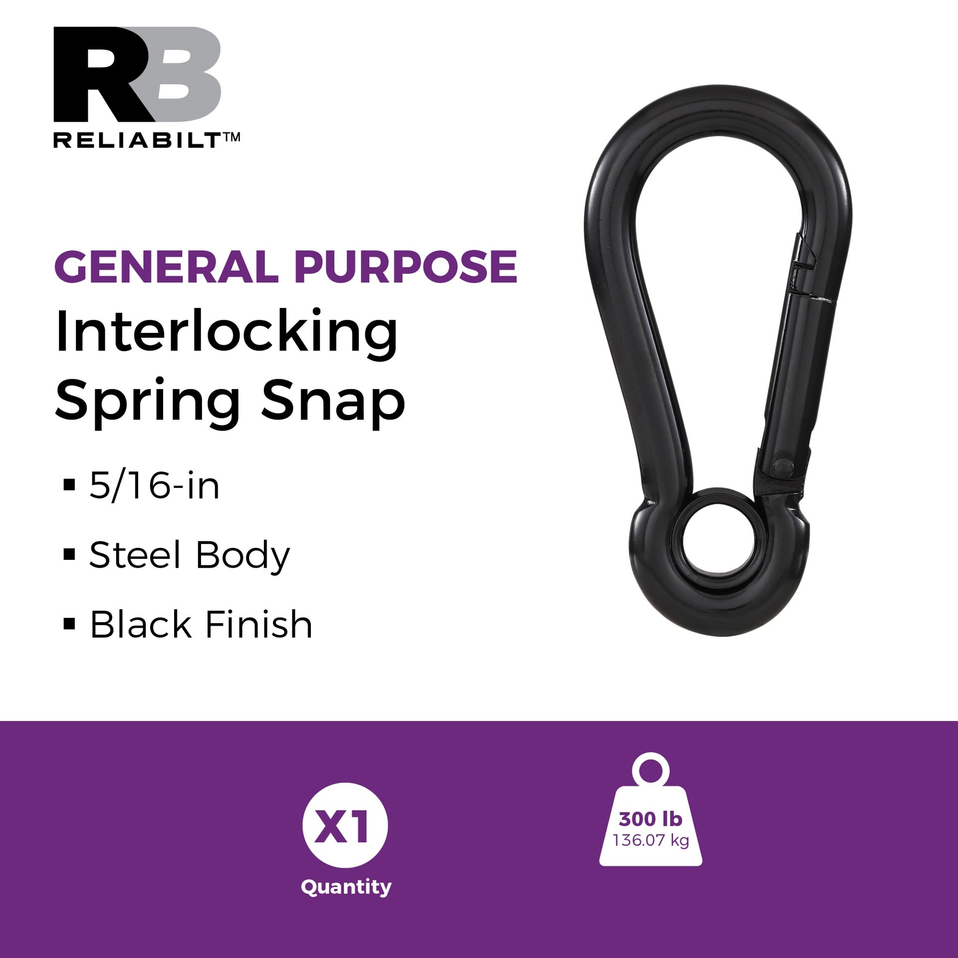 slide 2 of 6, RELIABILT N100-341- 5/16-in Interlocking Spring Snaps in Zinc Plated, 1 ct