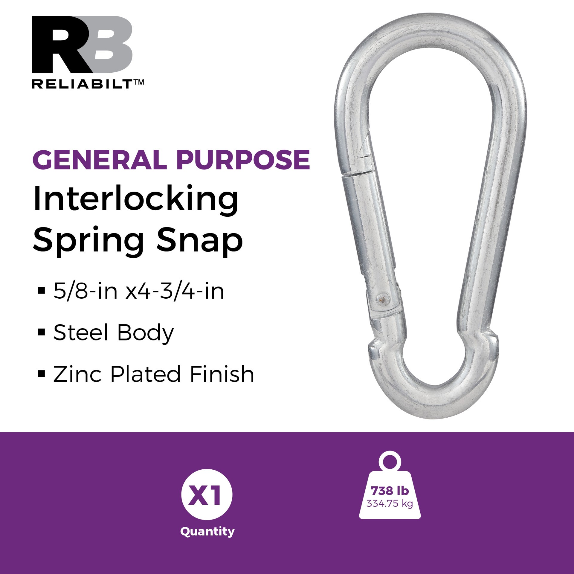slide 2 of 5, RELIABILT N100-277 (V3112) 5/8-in Interlocking Spring Snaps in Zinc Plated, 1 ct