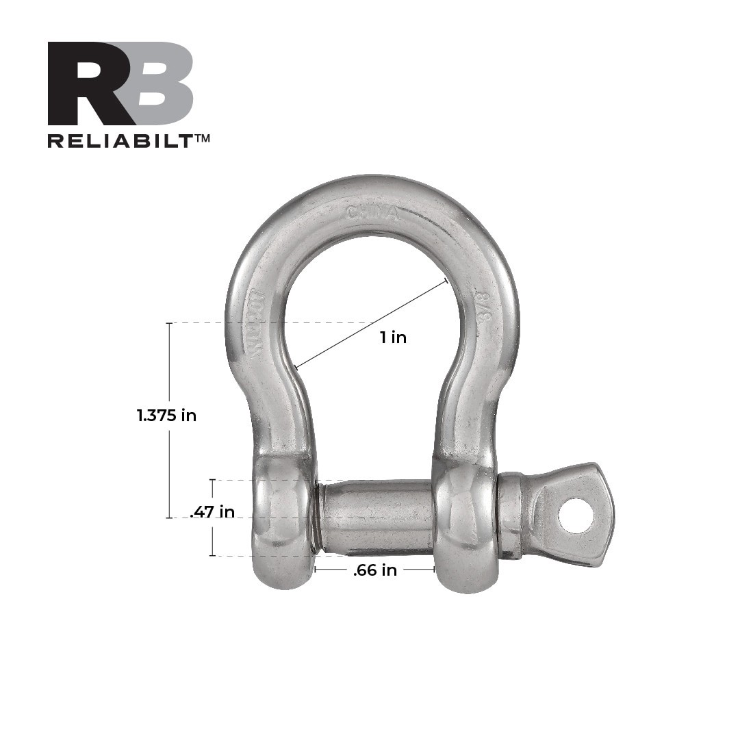 slide 3 of 6, RELIABILT 3/8-in Stainless Steel Anchor Shackle, 1 ct