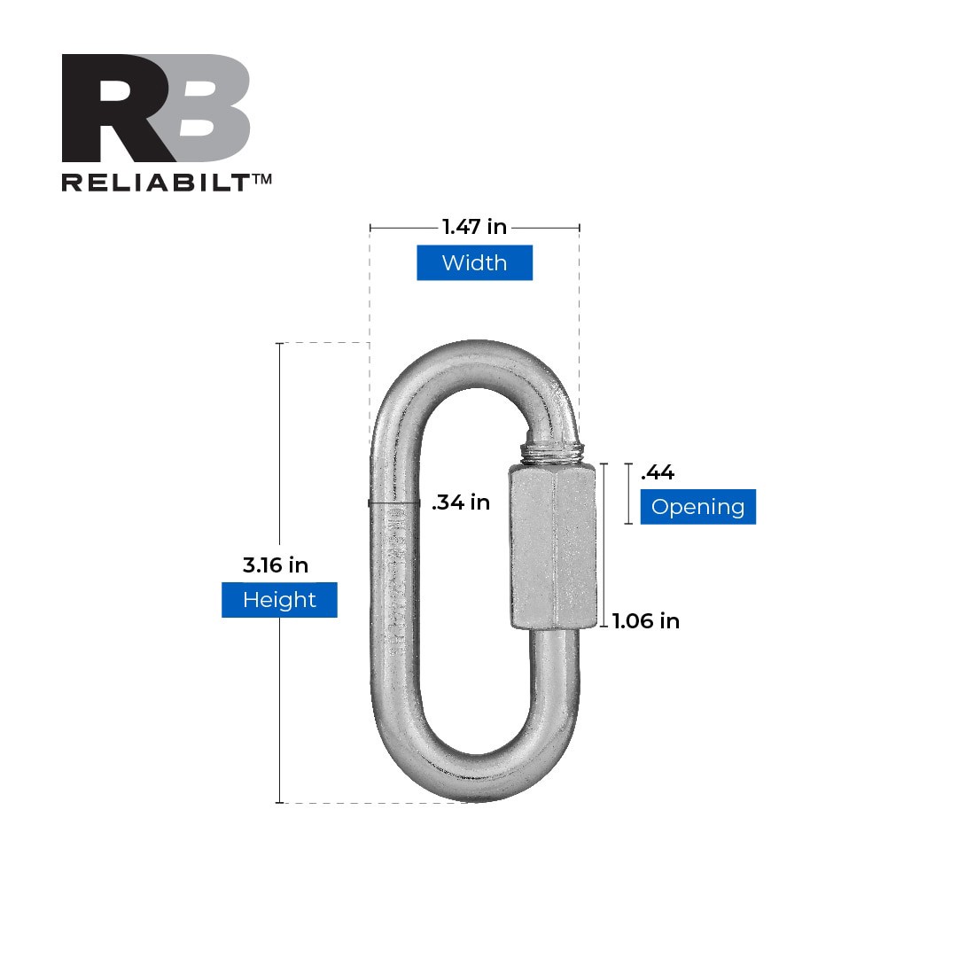 slide 3 of 6, RELIABILT 3/8-in Zinc Plated Steel Quick Link, 1 ct