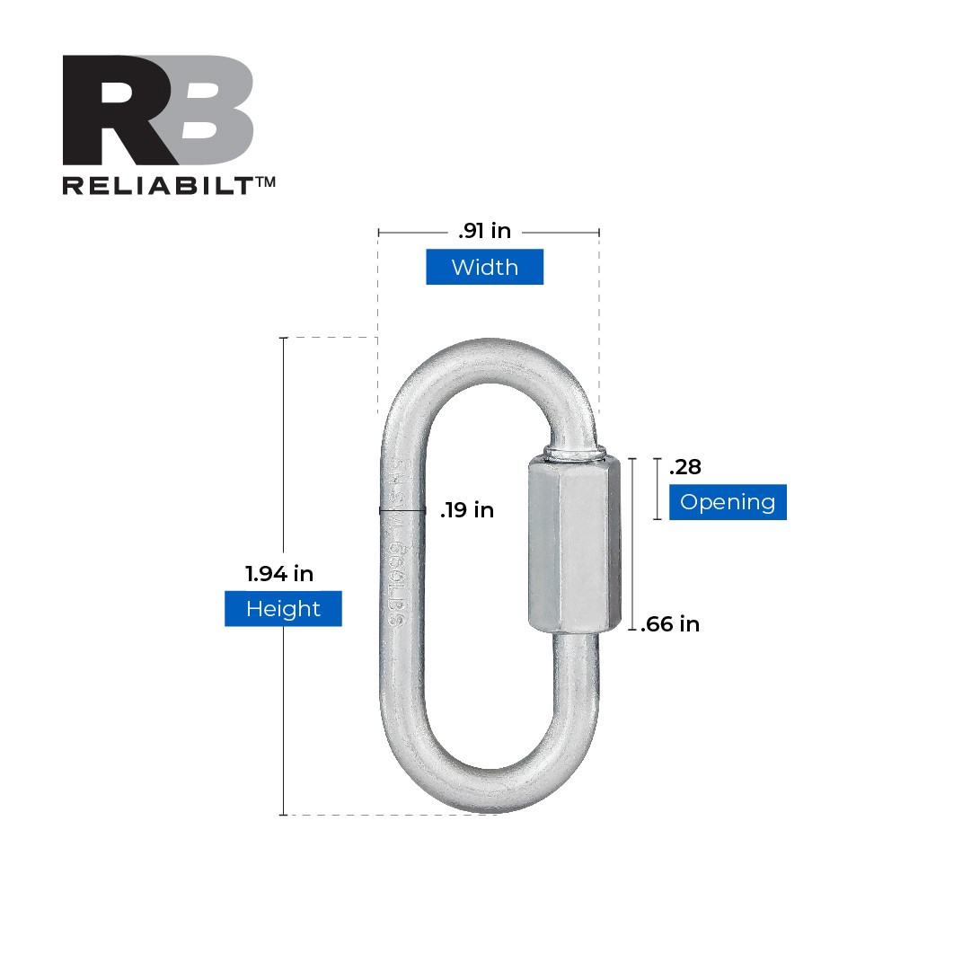 slide 3 of 6, RELIABILT 3/16-in Zinc Plated Steel Quick Link, 1 ct