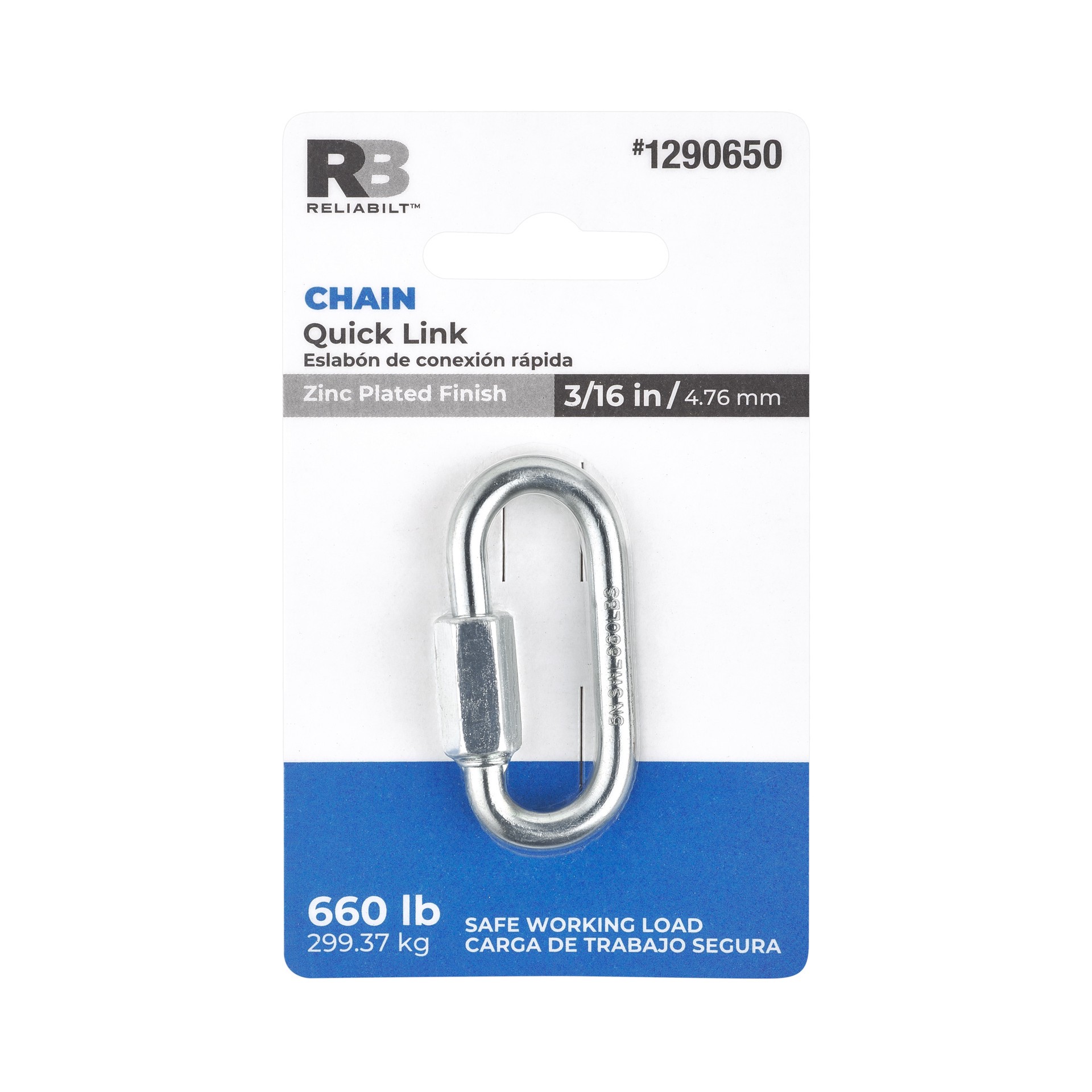 slide 4 of 6, RELIABILT 3/16-in Zinc Plated Steel Quick Link, 1 ct