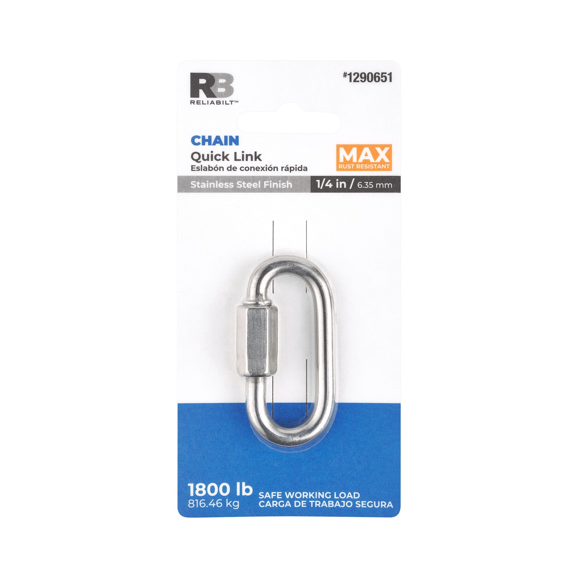 slide 5 of 6, RELIABILT N100-325- 1/4-in Quick Link in Stainless Steel, 1 ct