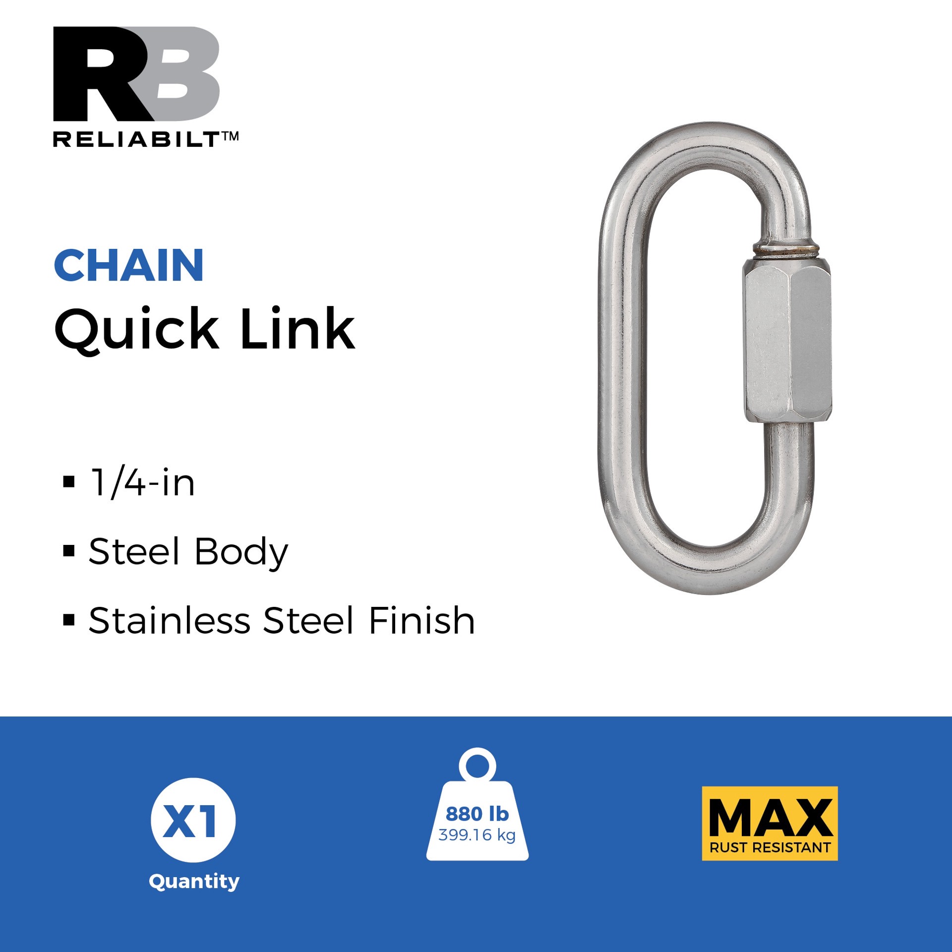 slide 2 of 5, RELIABILT N100-298- 5/16-in Quick Link in Stainless Steel, 1 ct