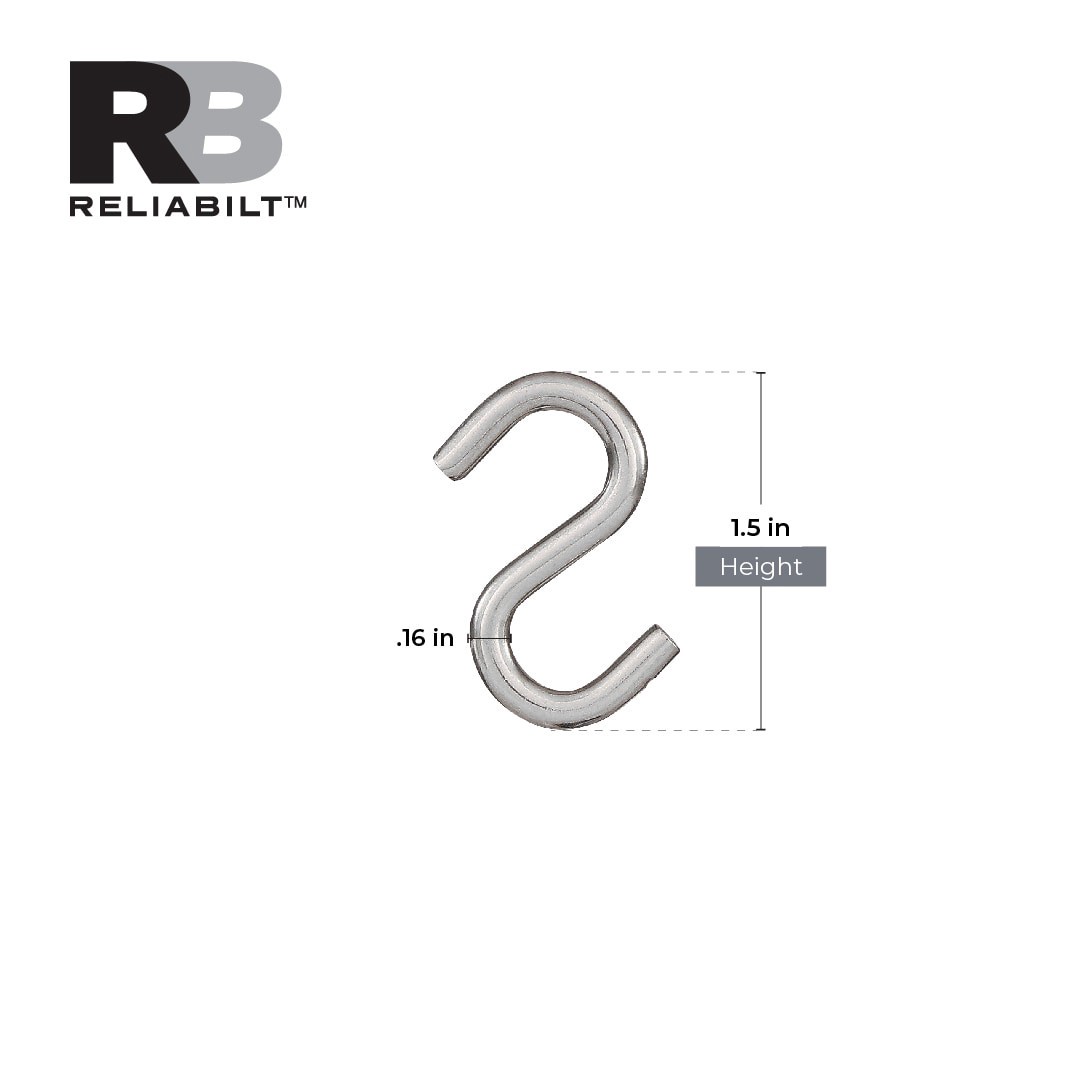 slide 3 of 6, RELIABILT 1.5-in Stainless Steel Stainless steel S-hook 2 -Pack, 1 ct