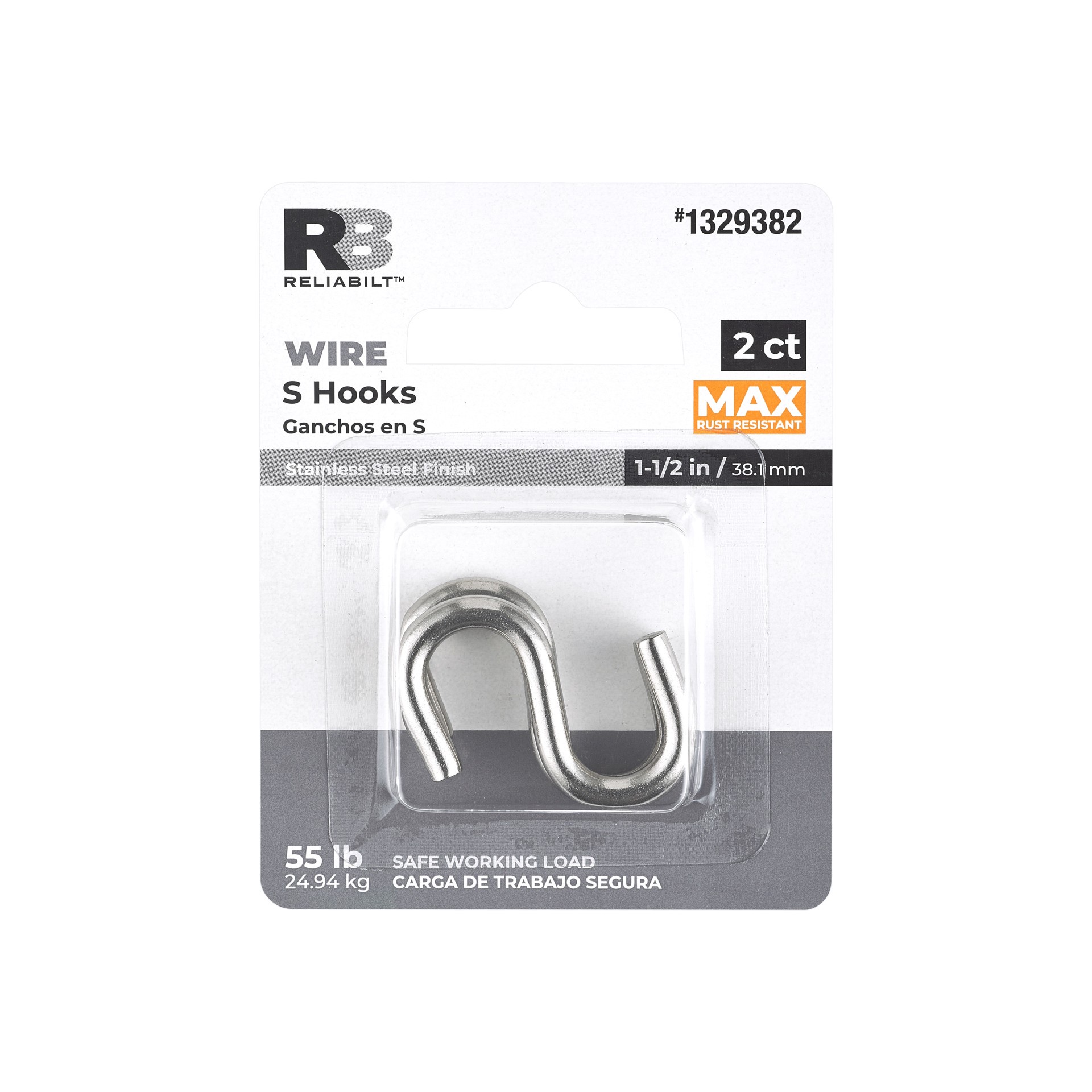 slide 4 of 6, RELIABILT 1.5-in Stainless Steel Stainless steel S-hook 2 -Pack, 1 ct