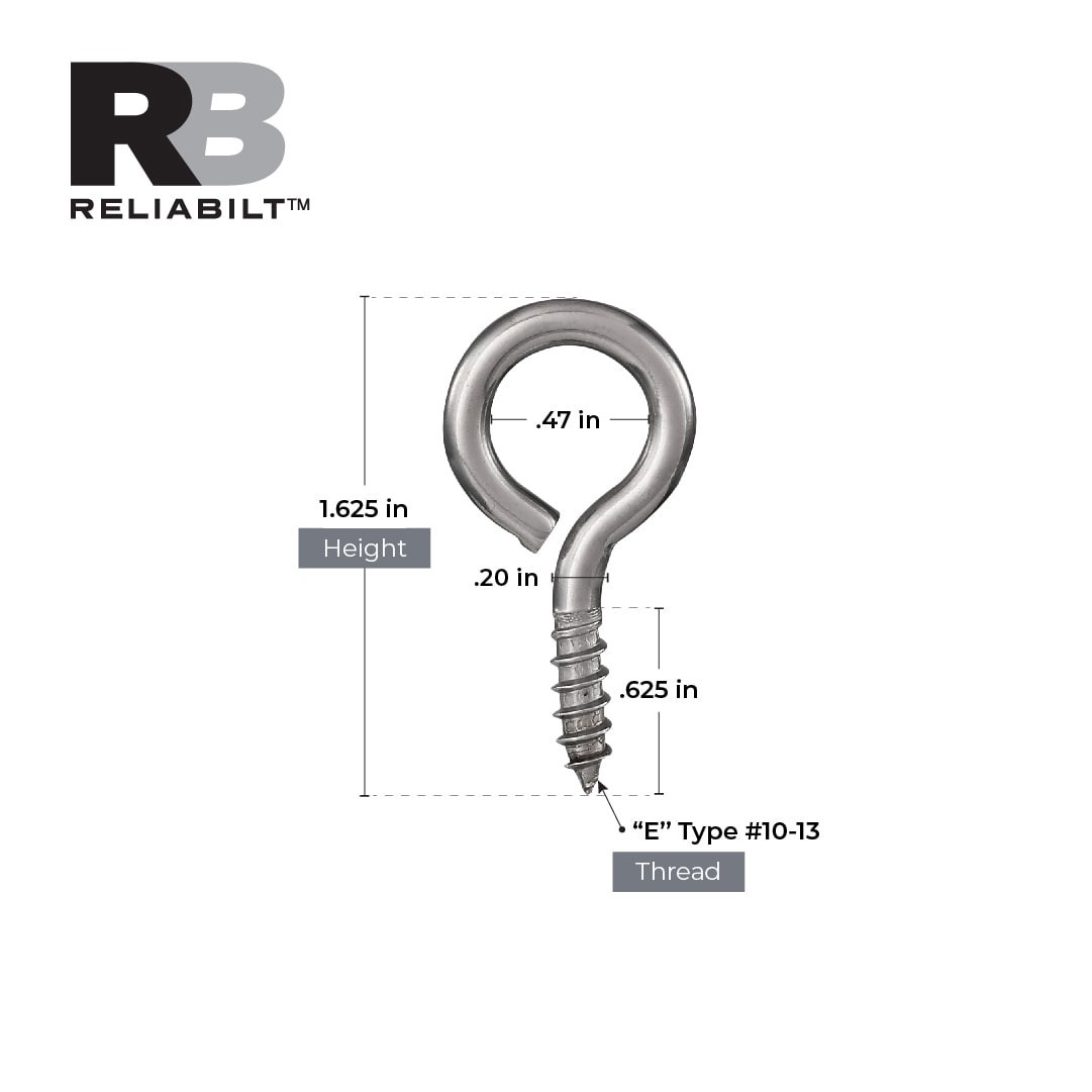 slide 3 of 6, RELIABILT #8 5/8-in x 1-3/4-in Stainless Interior/Exterior Coarse Thread Eye Bolt 2 -Count, 1 ct