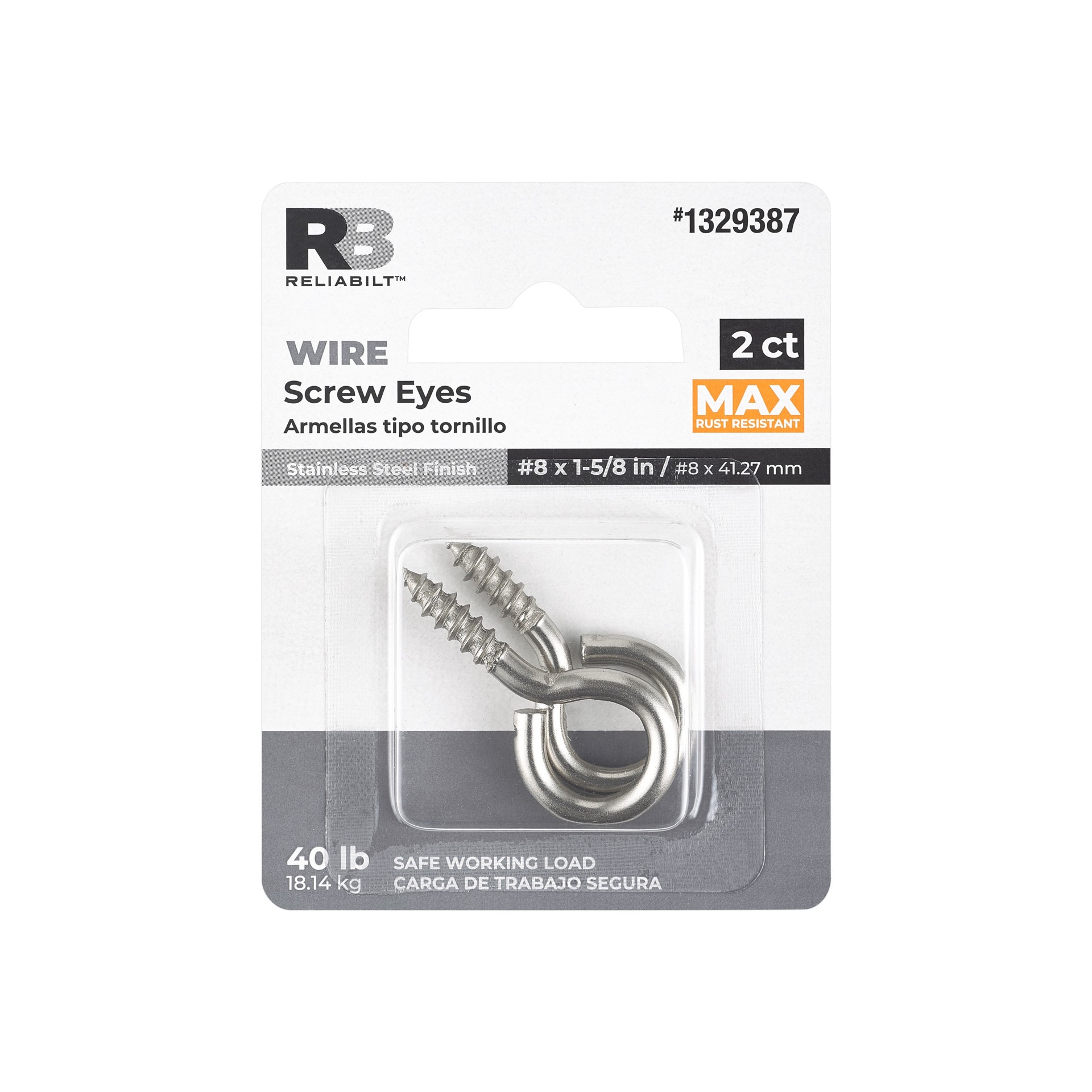 slide 4 of 6, RELIABILT #8 5/8-in x 1-3/4-in Stainless Interior/Exterior Coarse Thread Eye Bolt 2 -Count, 1 ct