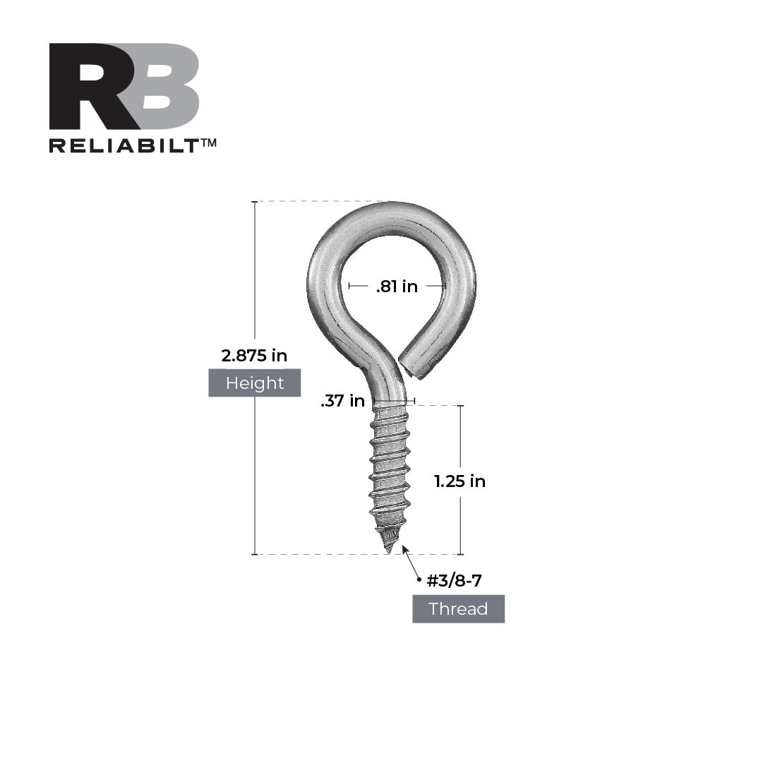 slide 3 of 6, RELIABILT 2-7/10-in Stainless Steel Interior/Exterior Coarse Thread Eye Bolt, 1 ct