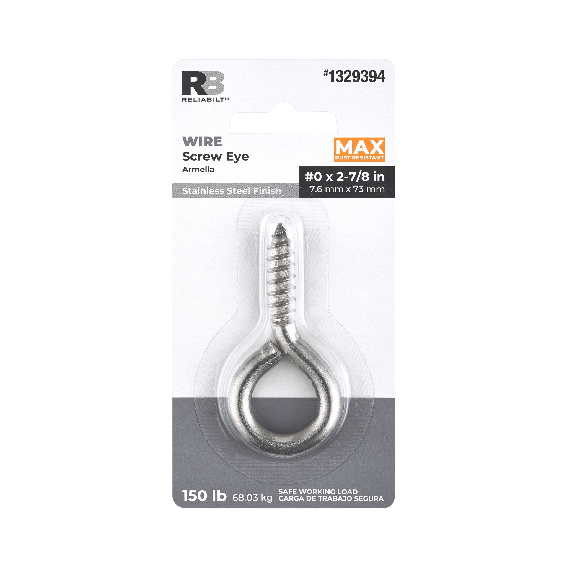 slide 4 of 6, RELIABILT 2-7/10-in Stainless Steel Interior/Exterior Coarse Thread Eye Bolt, 1 ct