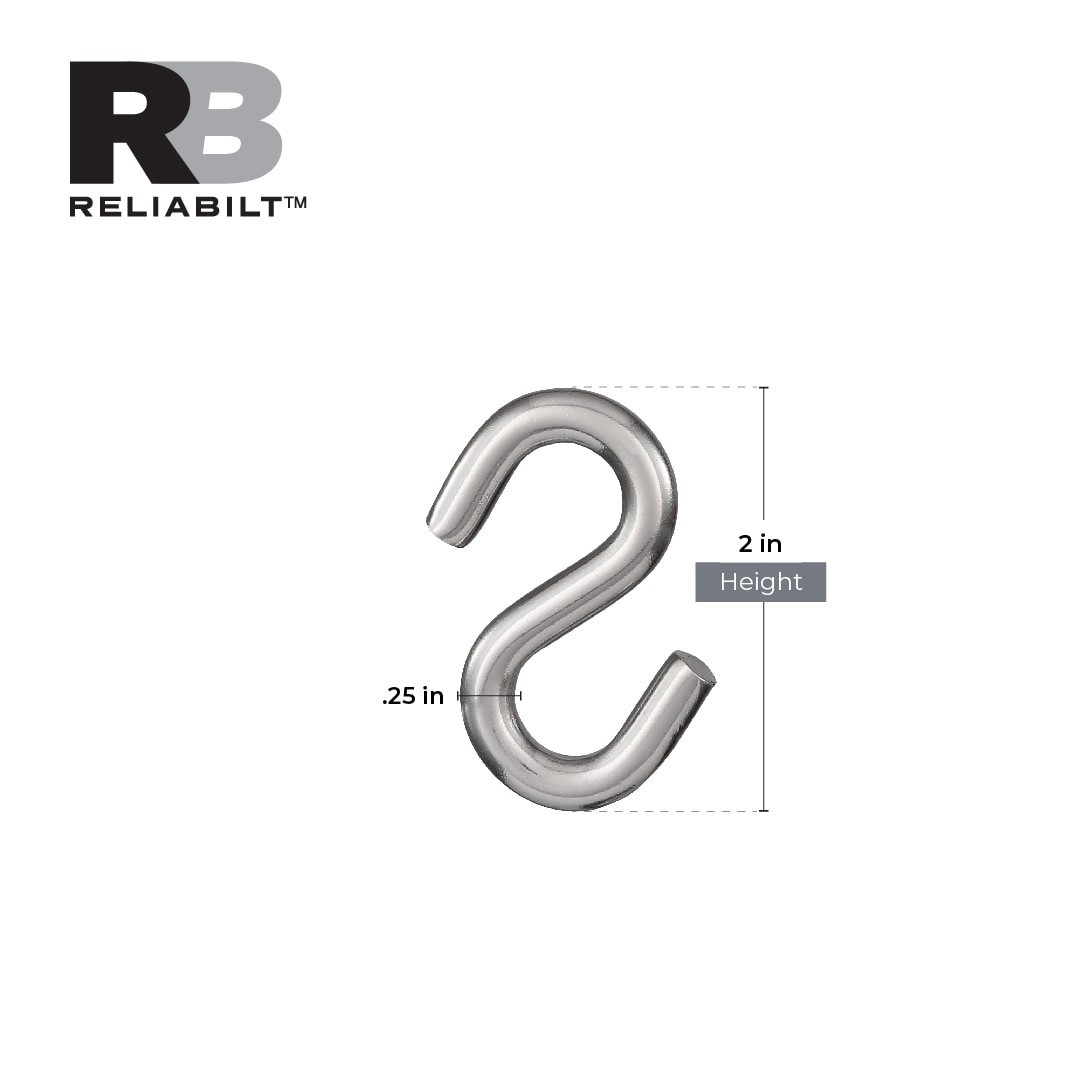 slide 3 of 6, RELIABILT 2-in Stainless Steel Stainless steel S-hook 2 -Pack, 1 ct