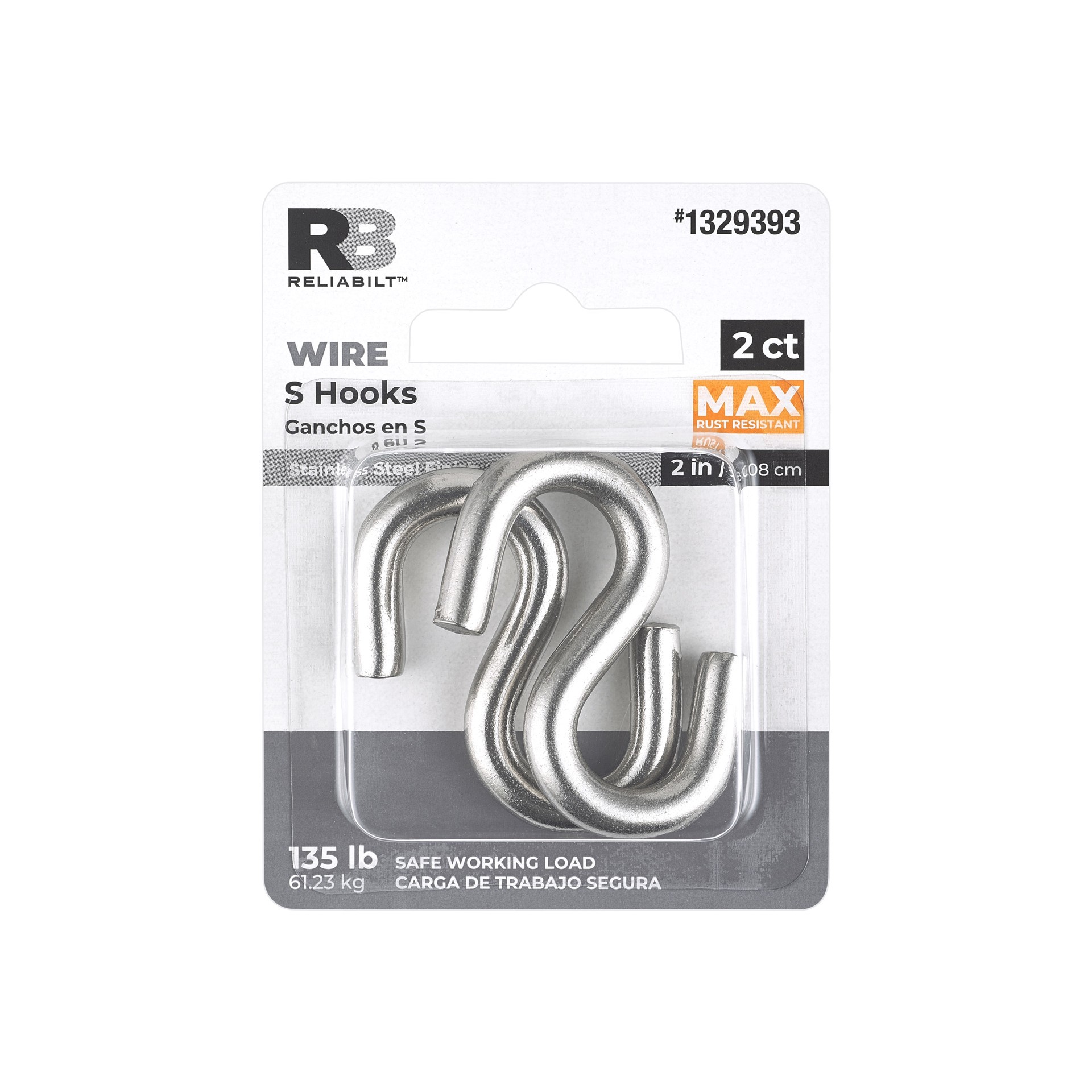 slide 4 of 6, RELIABILT 2-in Stainless Steel Stainless steel S-hook 2 -Pack, 1 ct