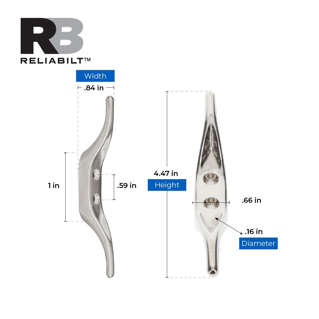slide 3 of 5, RELIABILT 4-1/2-in Nickel Plated Die Cast Rope Cleat, 1 ct