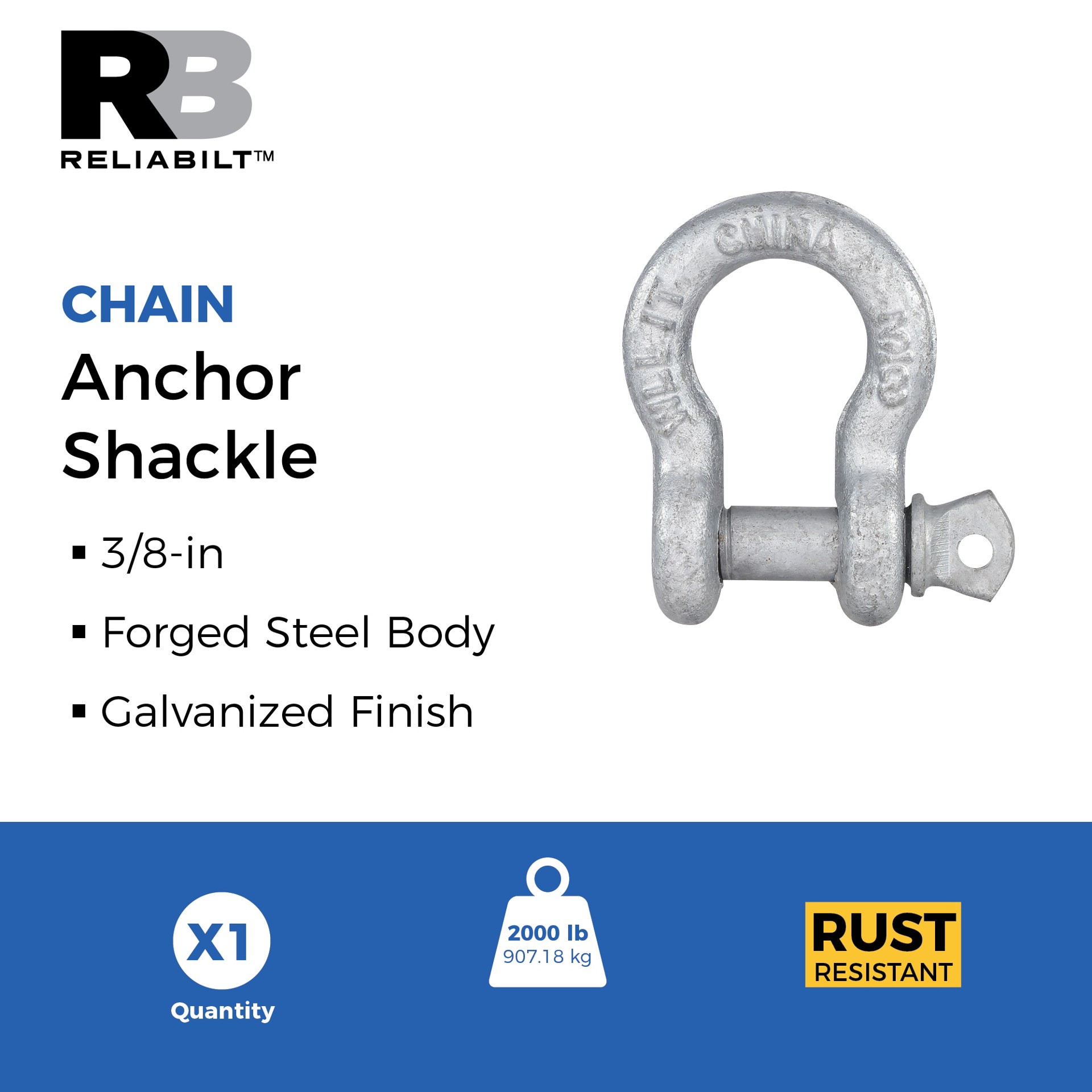 slide 2 of 5, RELIABILT 3/8-in Anchor Shackles in Galvanized, 1 ct
