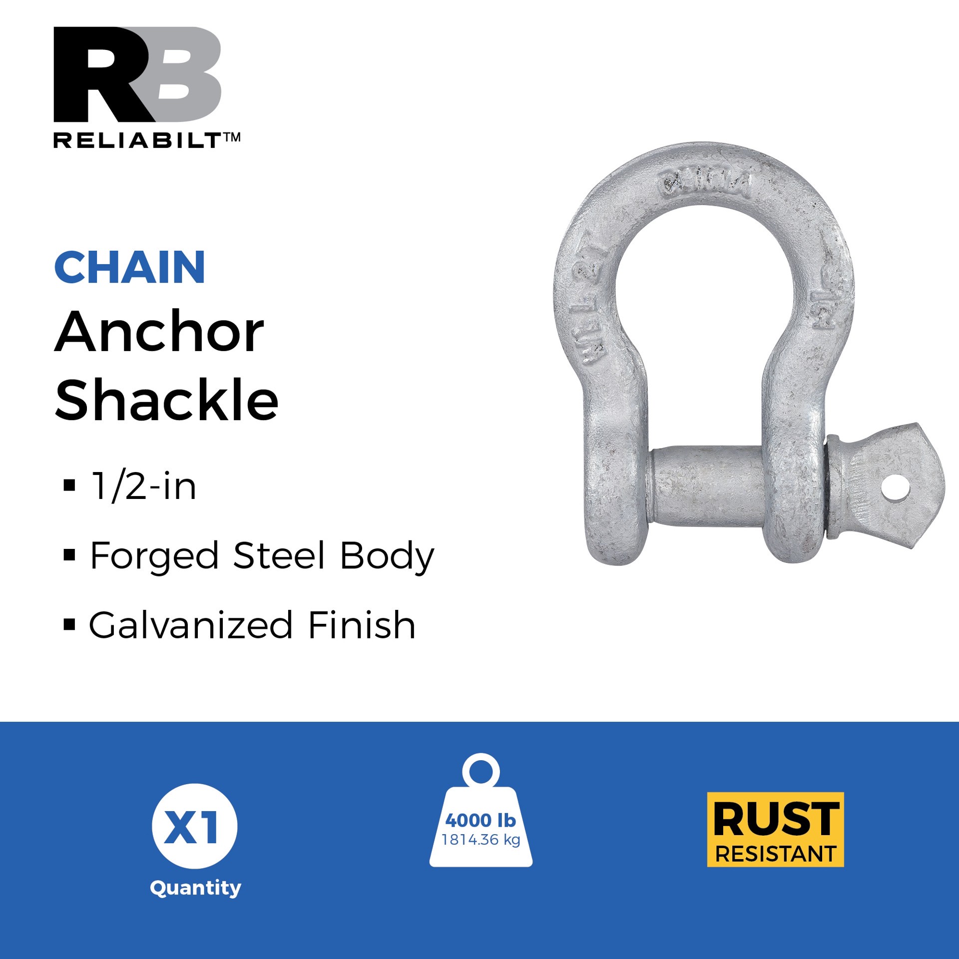 slide 2 of 5, RELIABILT N100-328 (v3250) Anchor Shackles In Galvanized, 1 ct
