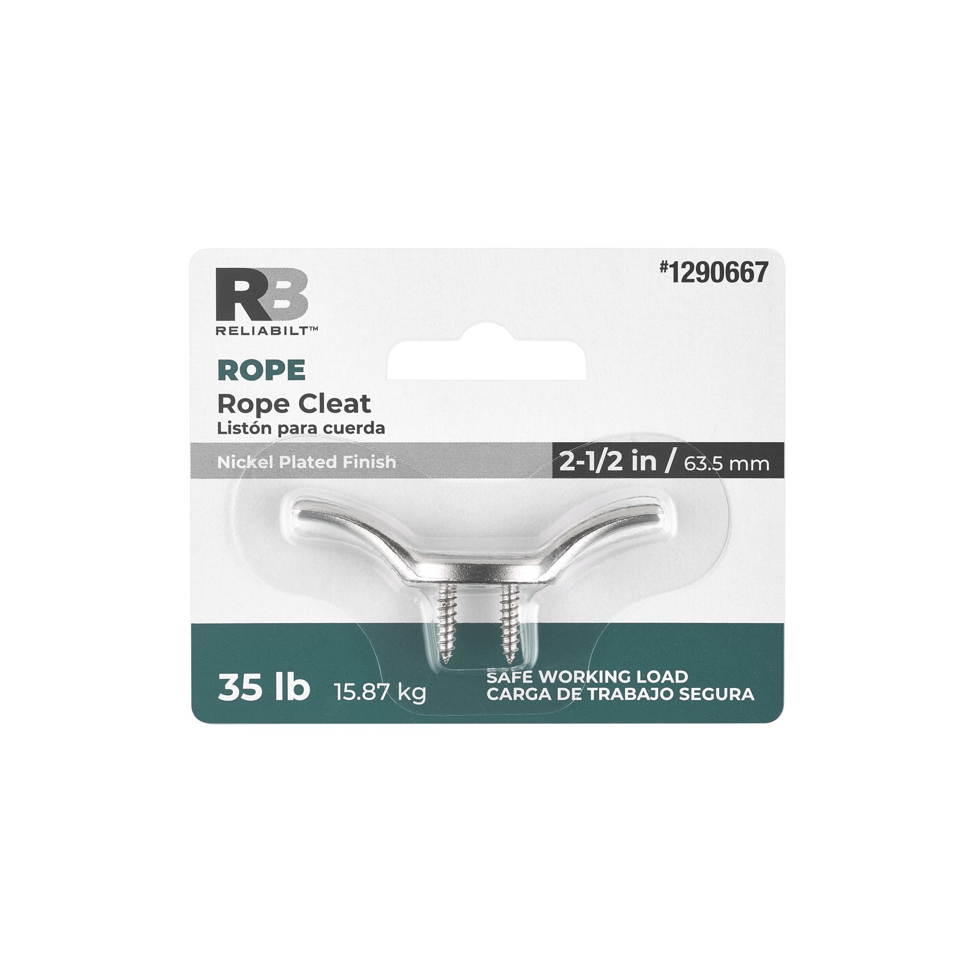 slide 5 of 6, RELIABILT N100-312- 2-1/2-in Rope Cleats in Nickel, 1 ct