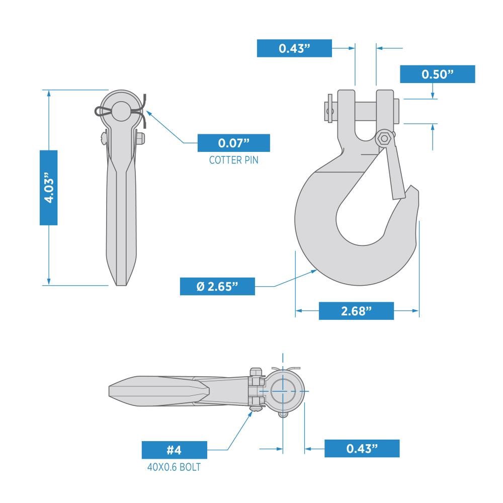 slide 4 of 6, RELIABILT N100-319- 1/4-in Clevis Slip Hooks in Zinc Plated, 1 ct