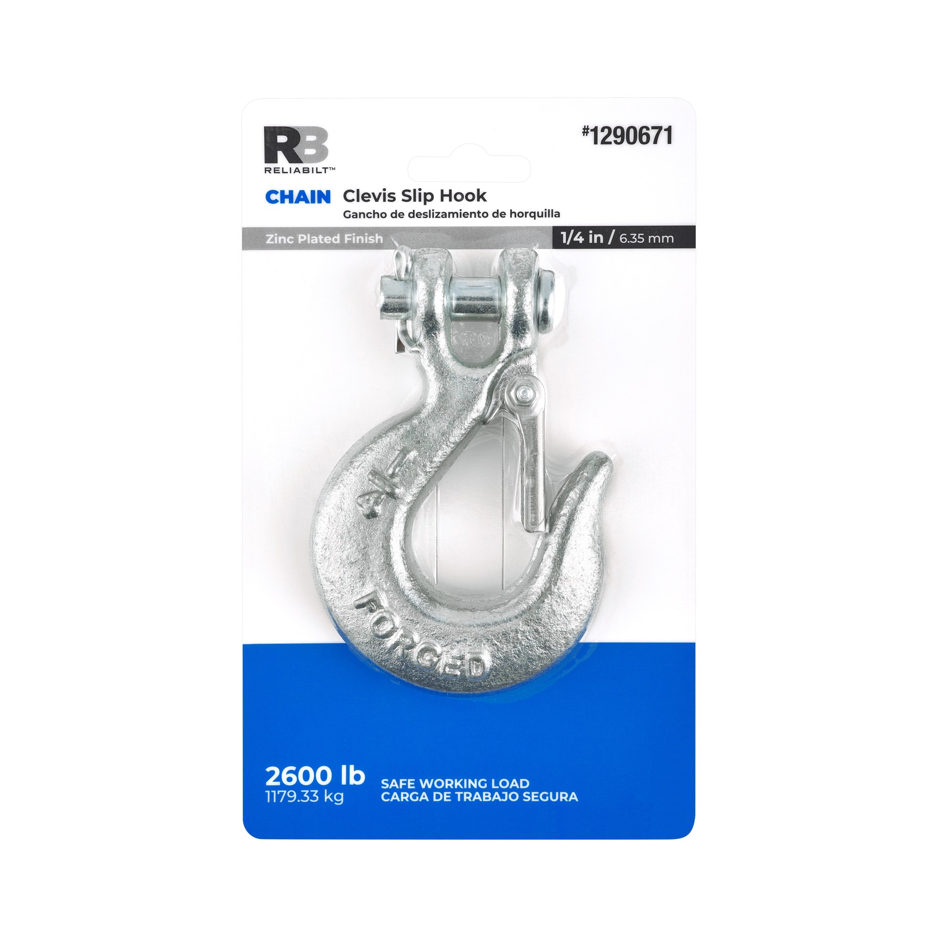 slide 5 of 6, RELIABILT N100-319- 1/4-in Clevis Slip Hooks in Zinc Plated, 1 ct