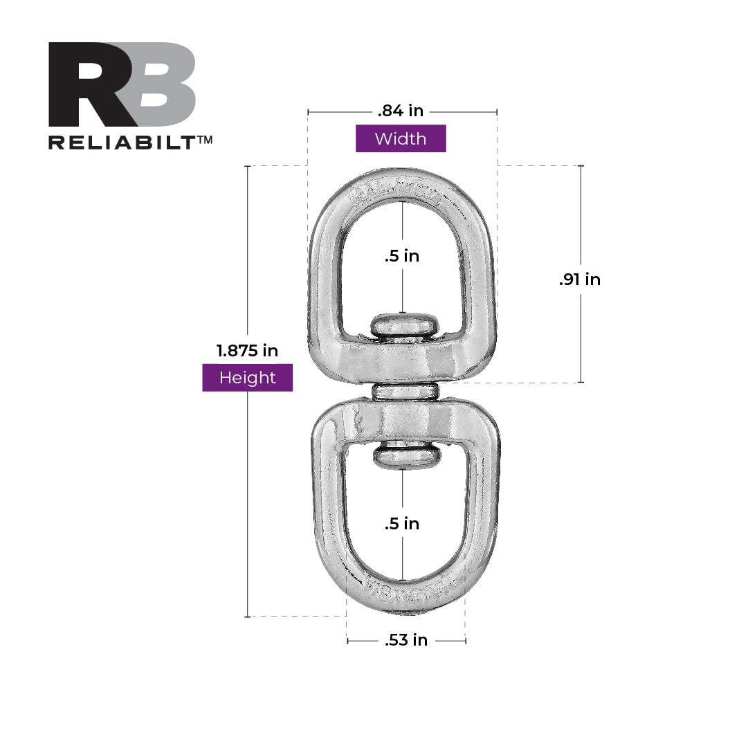 slide 3 of 5, RELIABILT 5/8-in x 5/8-in Nickel Plated Die Cast Eye and Eye Swivel, 1 ct