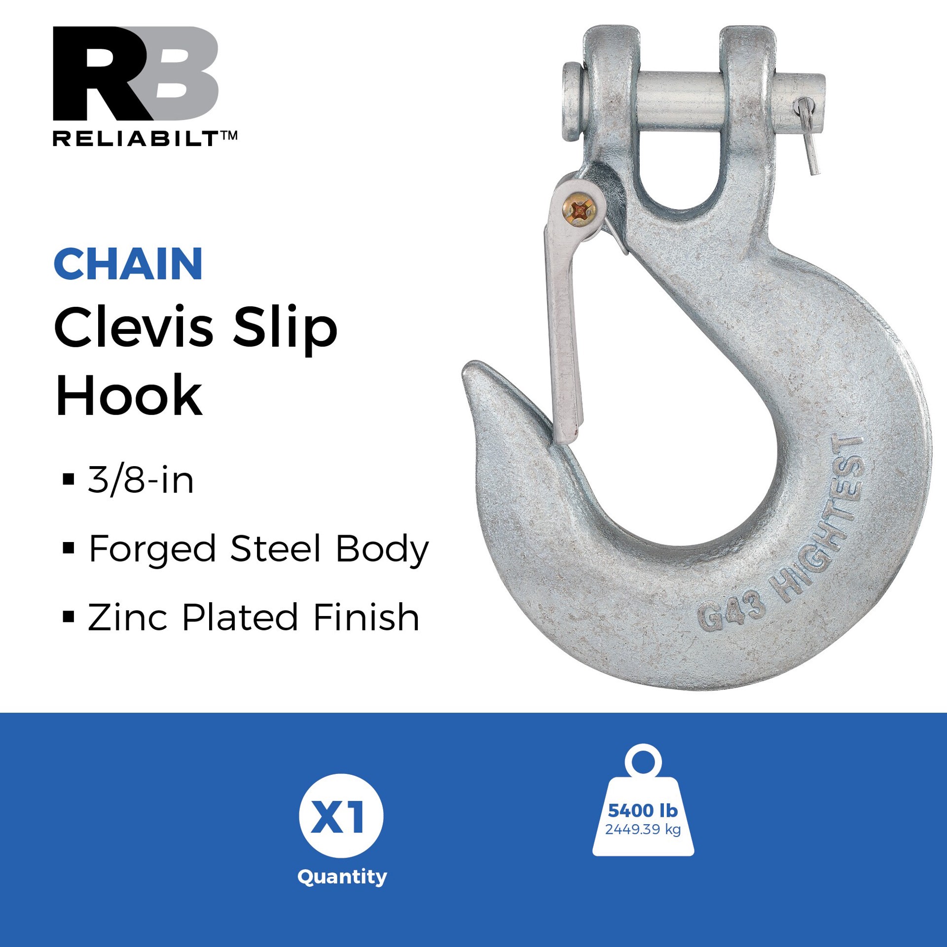 slide 2 of 5, RELIABILT 3/8-in Clevis Slip Hooks in Zinc Plated, 1 ct