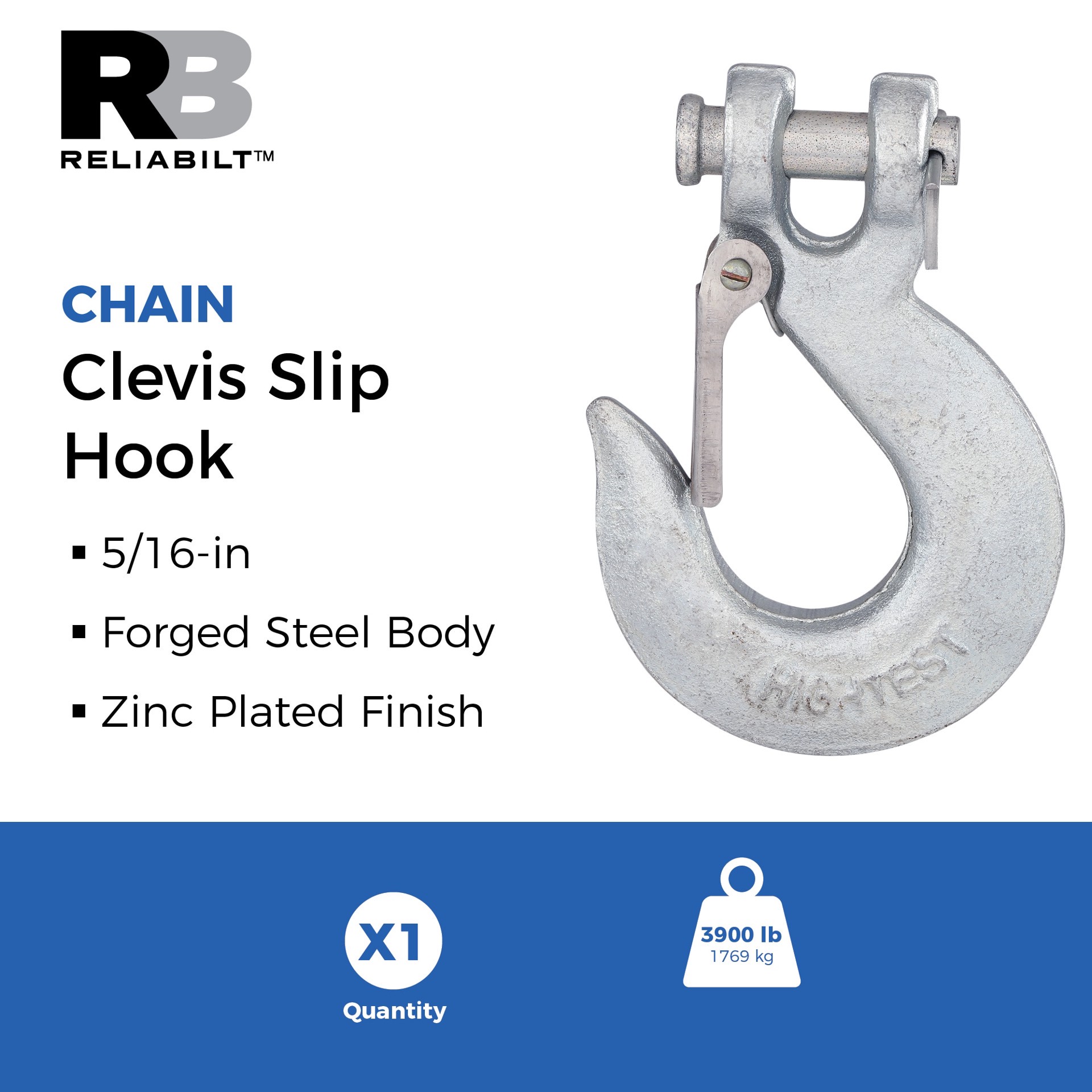 slide 2 of 6, RELIABILT N100-320- 5/16-in Clevis Slip Hooks in Zinc Plated, 1 ct