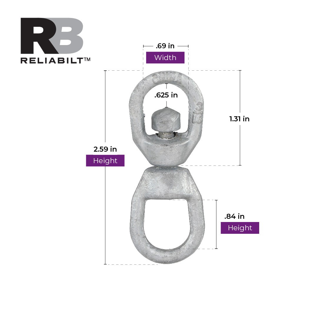 slide 3 of 5, RELIABILT 3/16-in Galvanized Steel Swivel, 1 ct