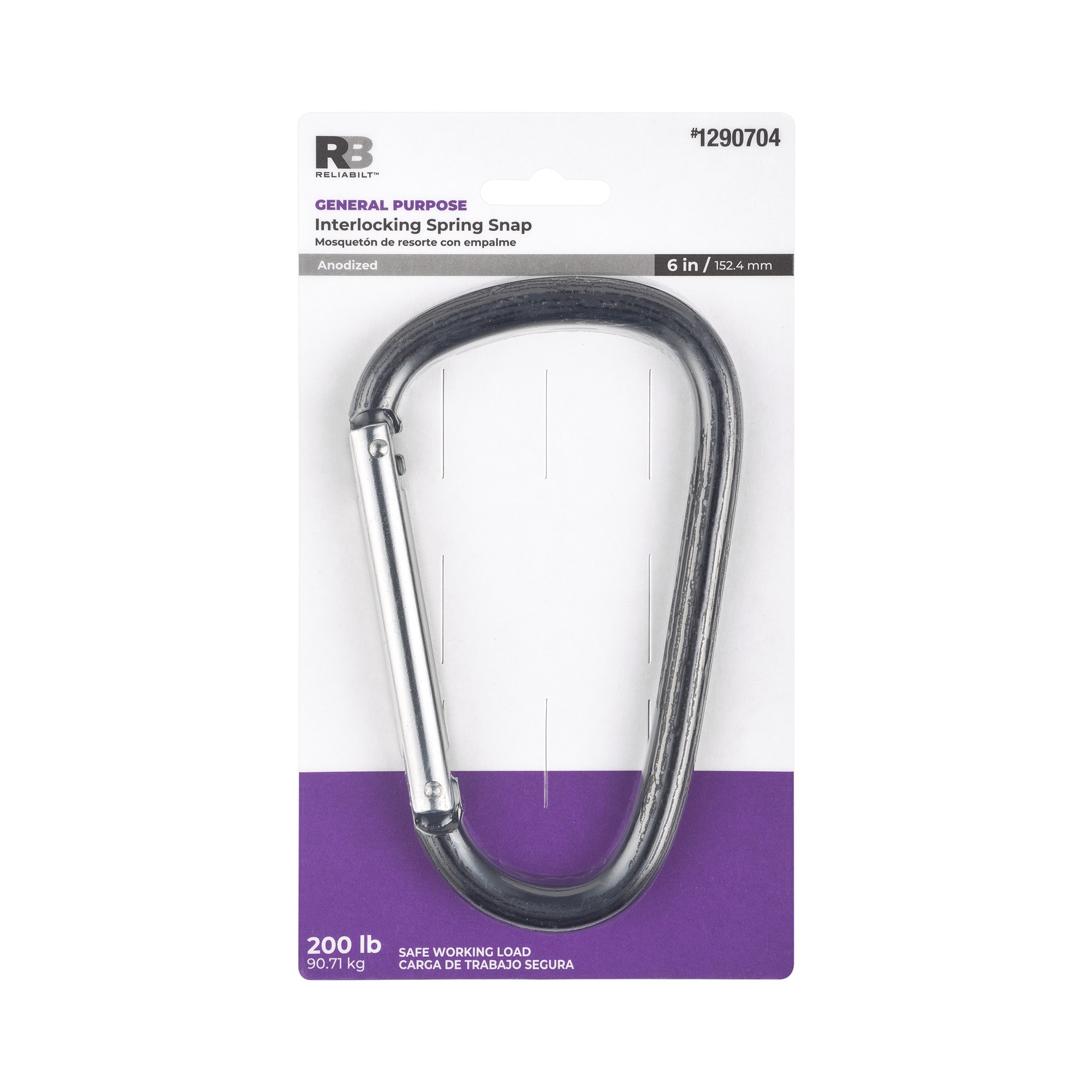 slide 4 of 5, RELIABILT N100-343- 6-in Interlocking Spring Snap in Black, 1 ct