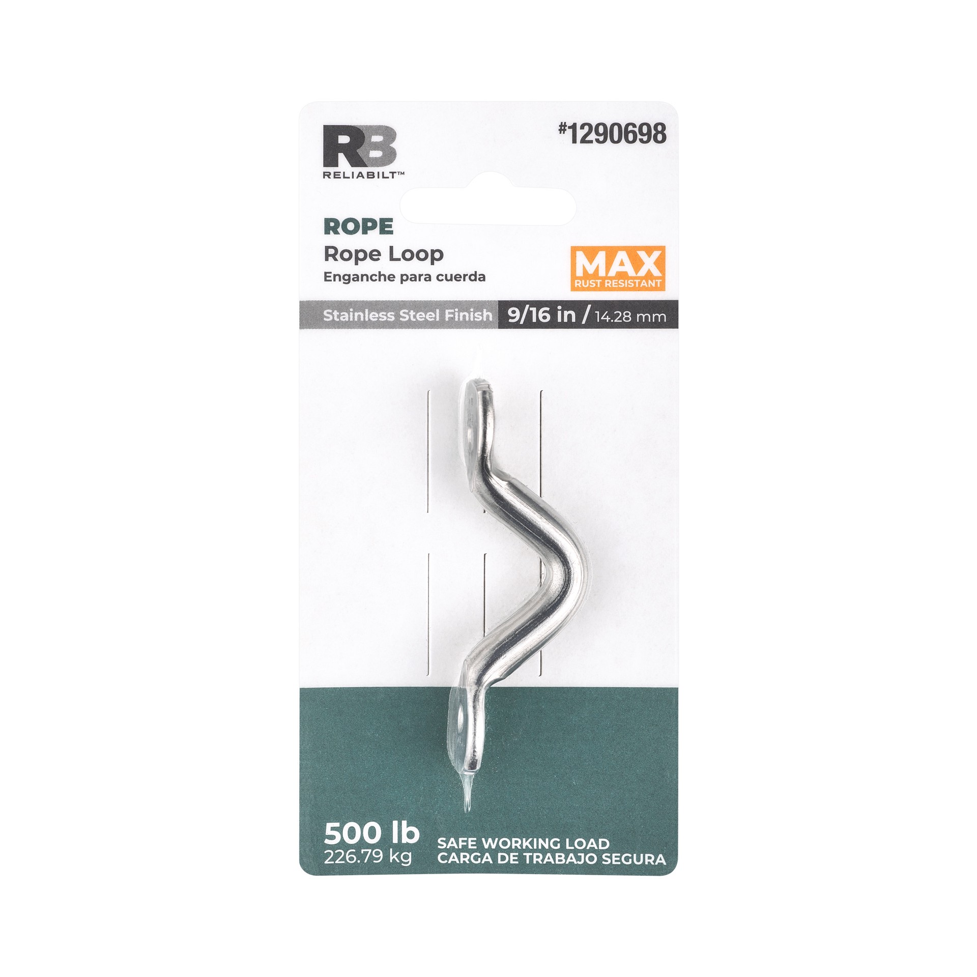 slide 4 of 6, RELIABILT N100-342- 9/16-in Rope Loop in Stainless Steel, 1 ct