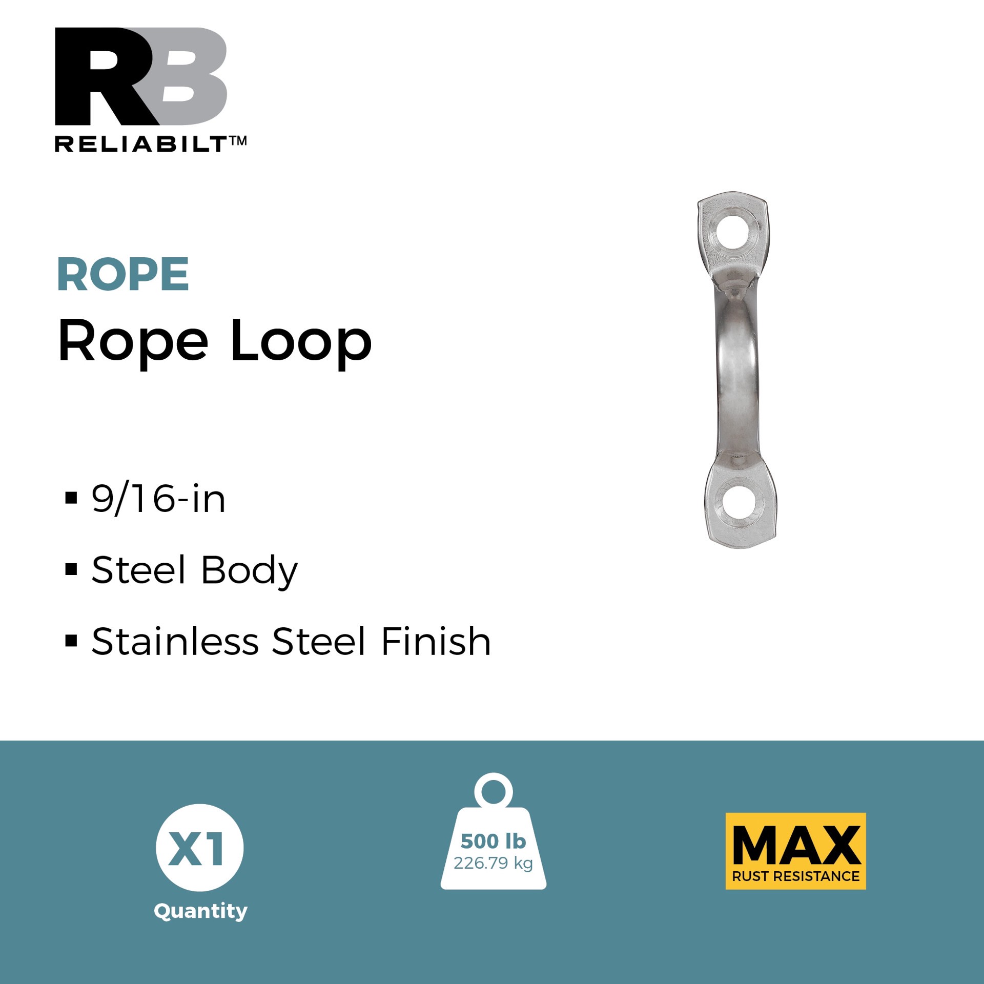 slide 2 of 6, RELIABILT N100-342- 9/16-in Rope Loop in Stainless Steel, 1 ct