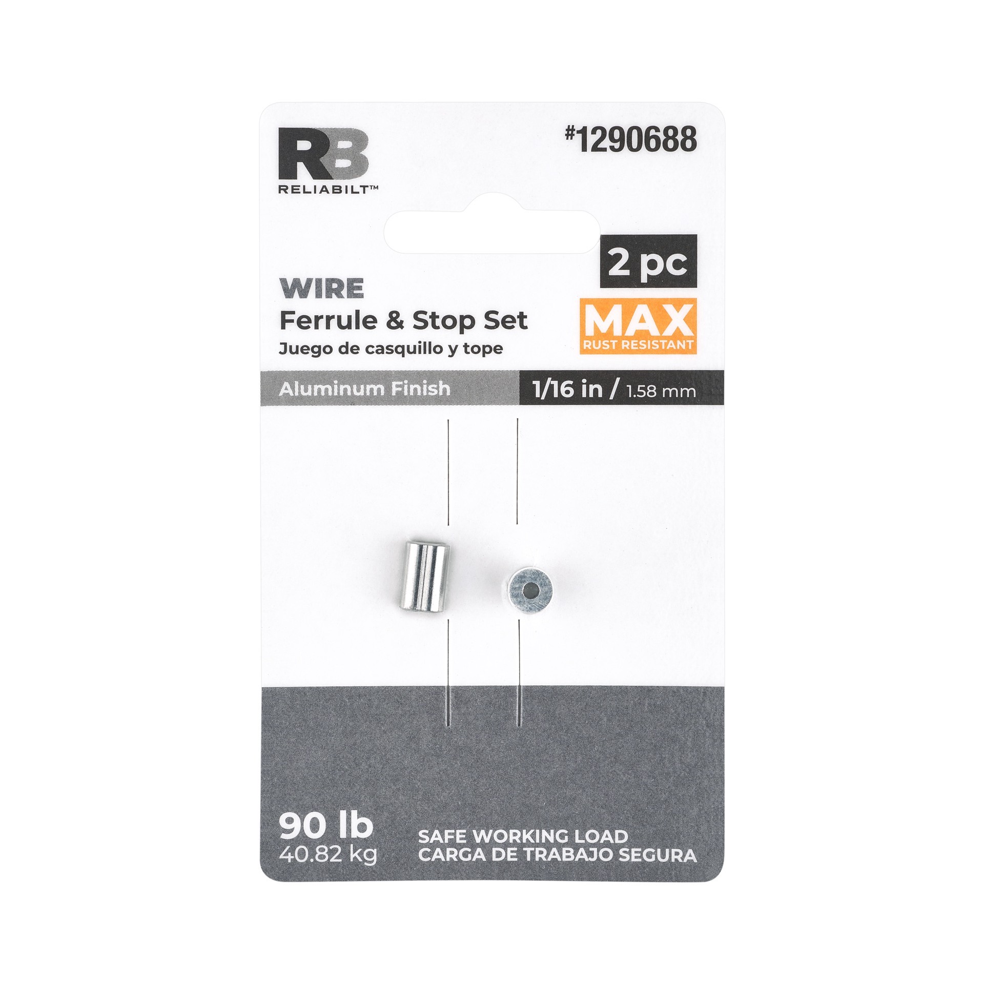 slide 4 of 5, National Hardware N100-294- 1/16-in Ferrules and Stop in Aluminum, 1 ct