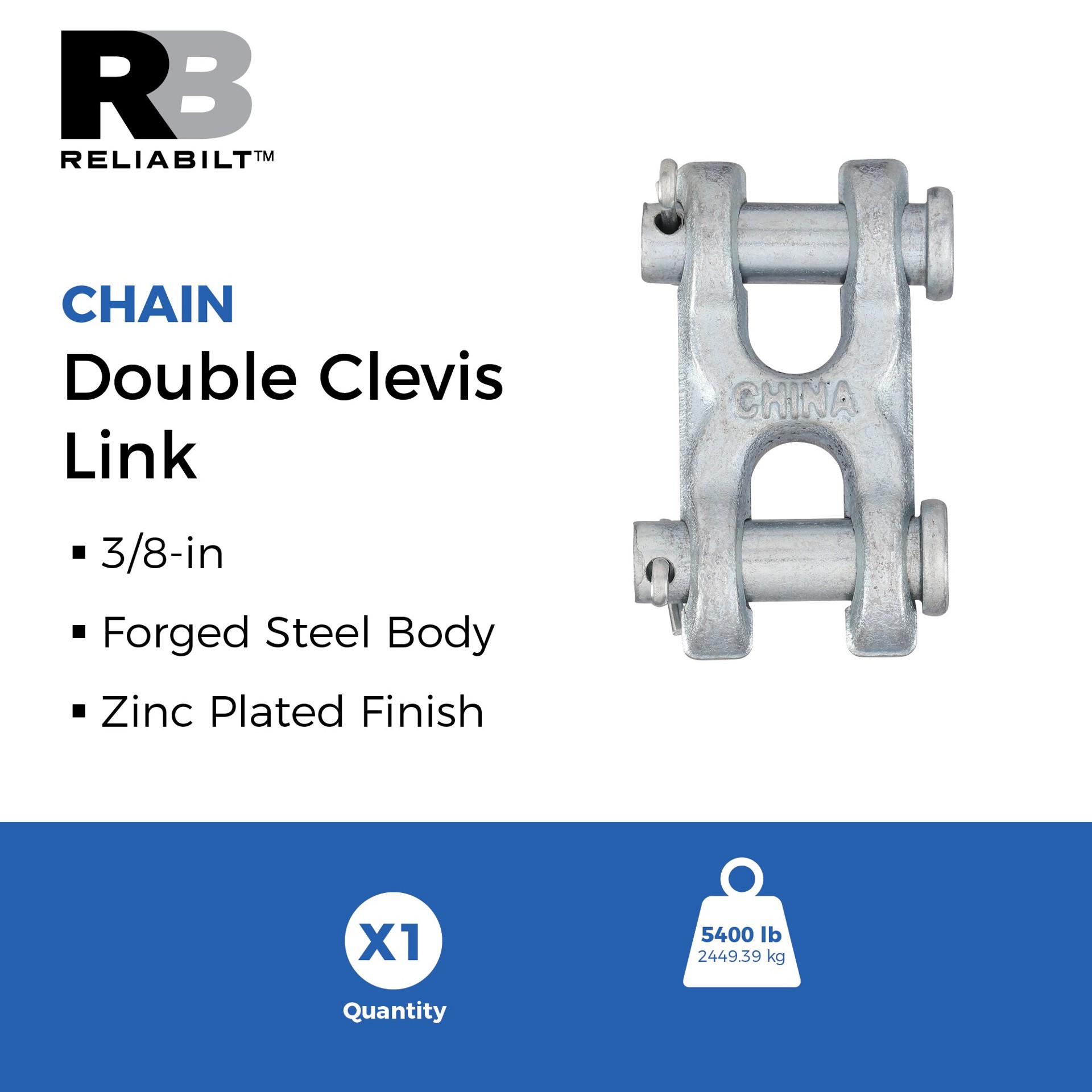 slide 2 of 5, RELIABILT 3/8-in Double Clevis Links in Zinc Plated, 1 ct