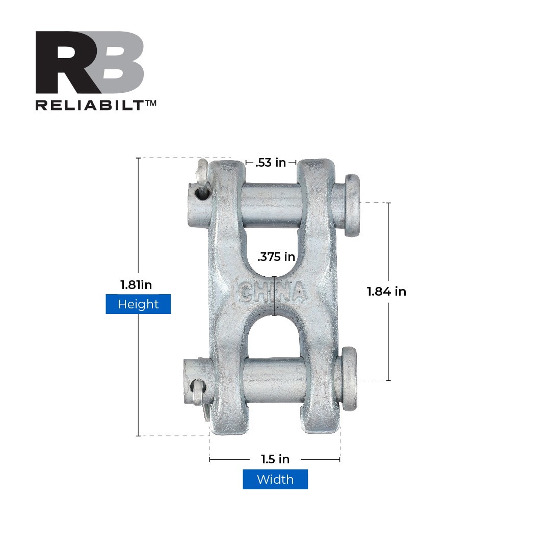 slide 3 of 6, RELIABILT 3/8-in Double Clevis Links in Zinc Plated, 1 ct