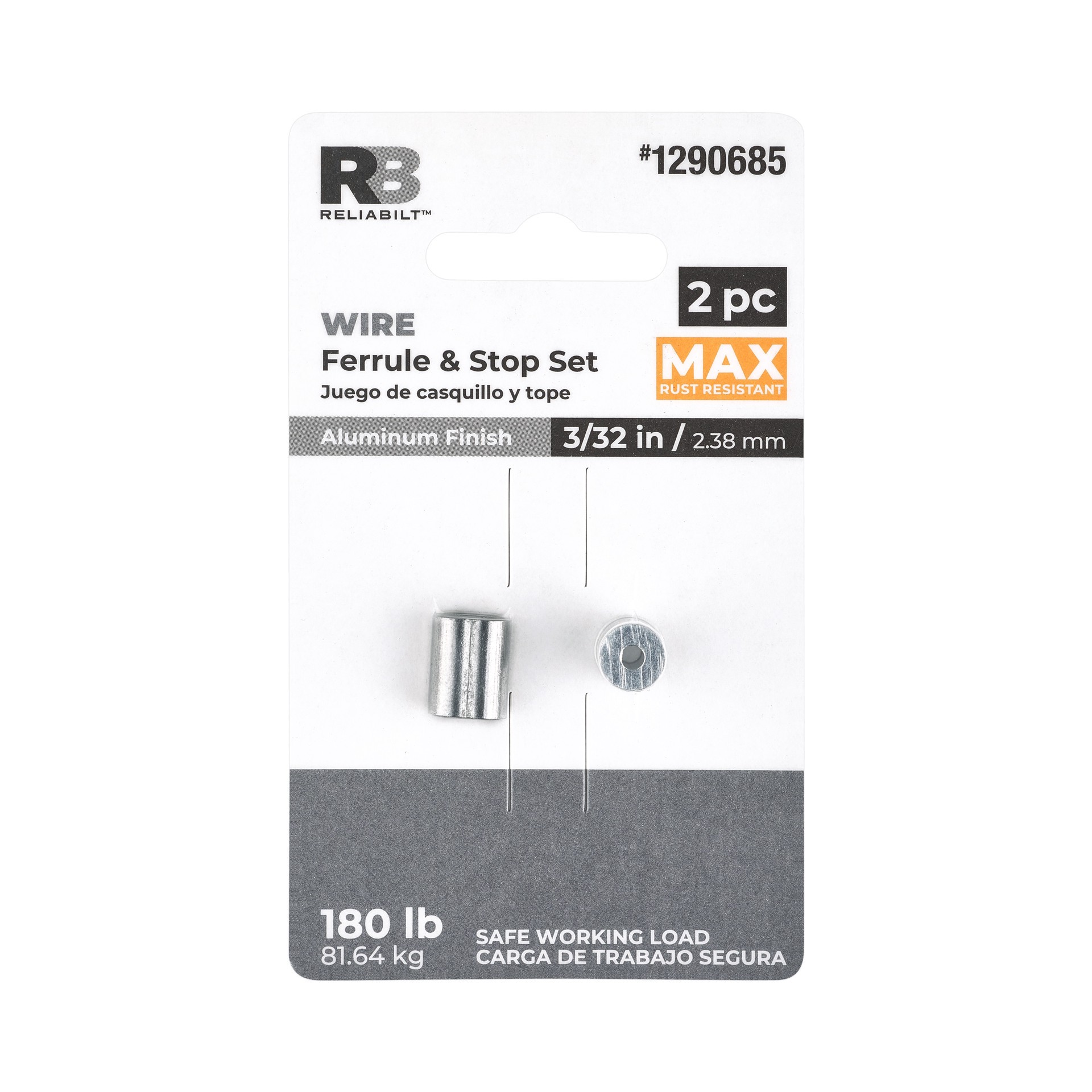 slide 4 of 6, RELIABILT 3/32-in Aluminum Ferrule and Stop Set, 1 ct