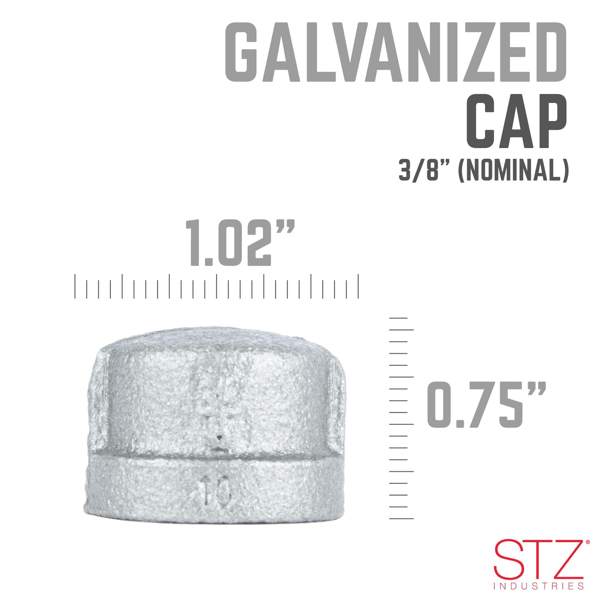 slide 2 of 6, RELIABILT 3/8-in Galvanized Cap, 1 ct