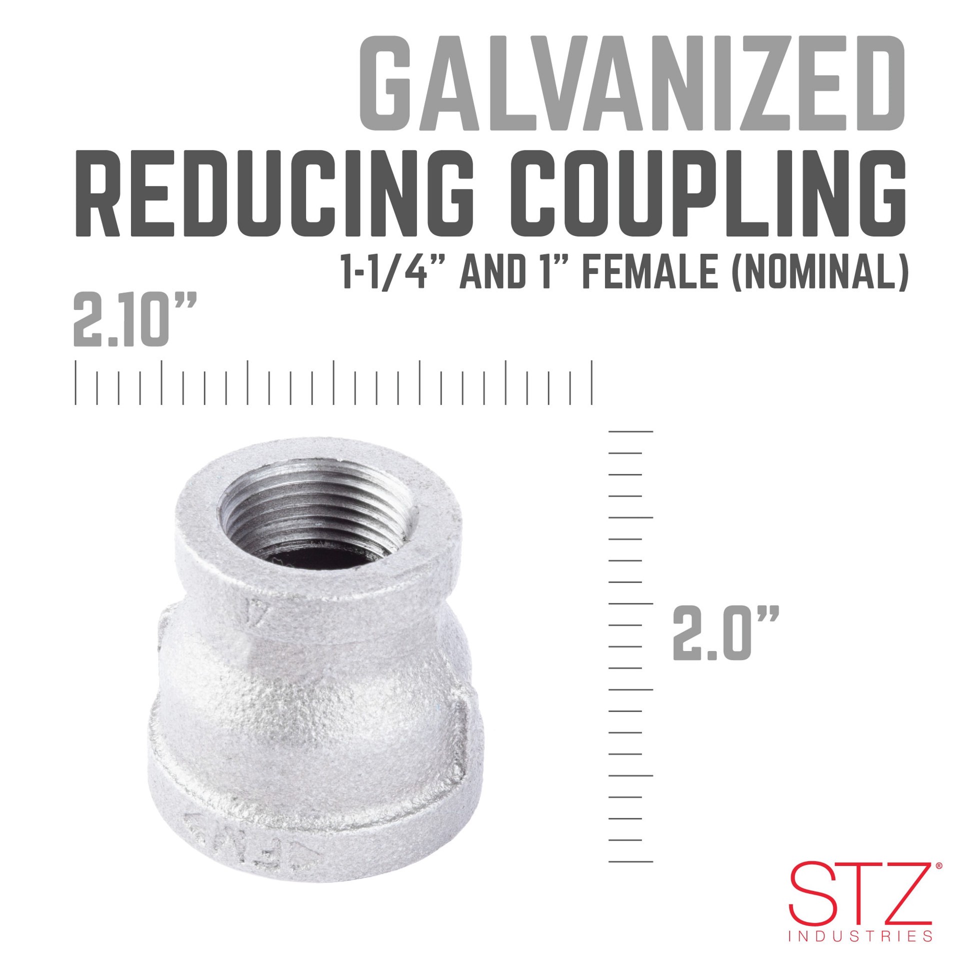 slide 3 of 6, RELIABILT 1-1/4-in x 1-in Galvanized Reducing Coupling, 1 ct