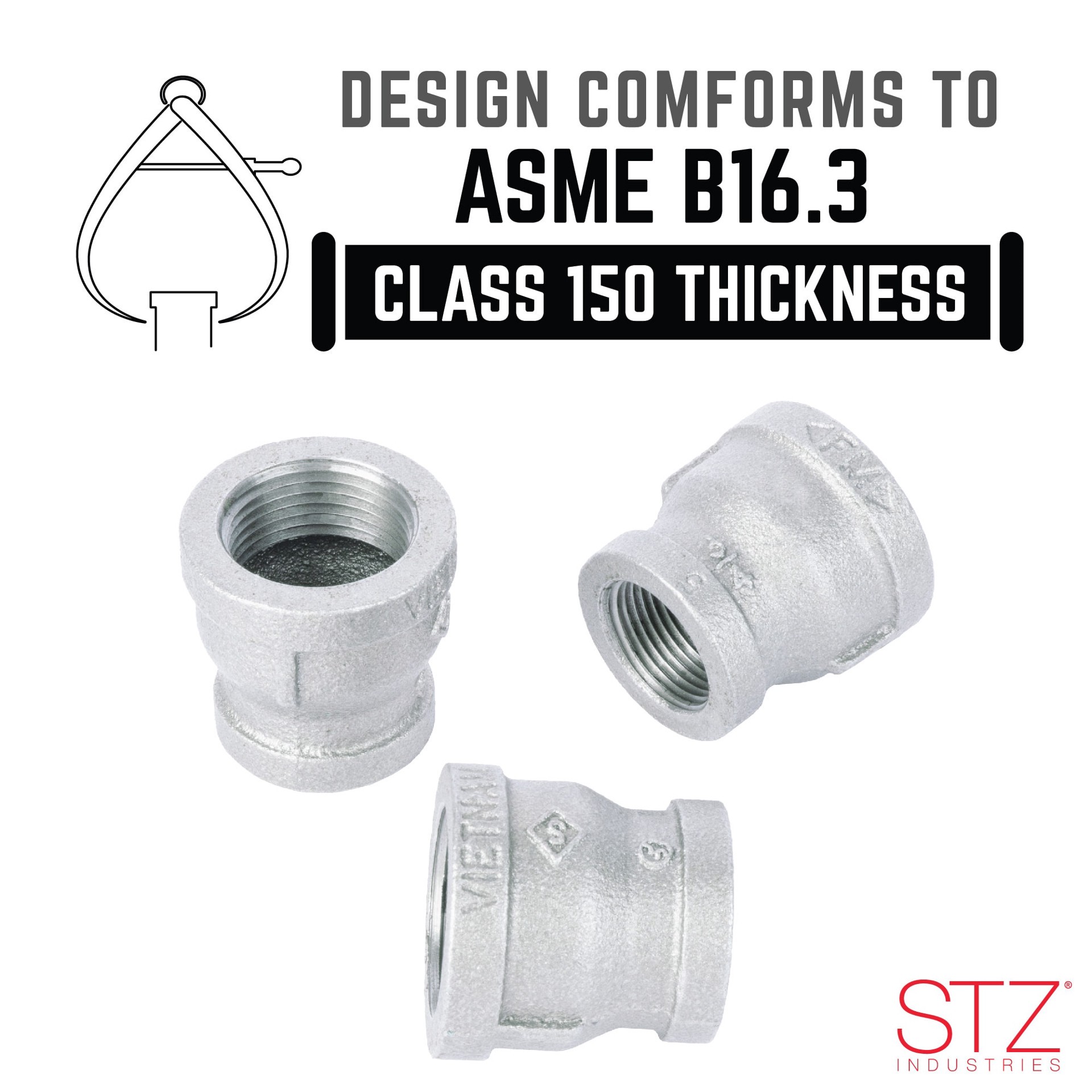 slide 4 of 6, RELIABILT 1-1/4-in x 1-in Galvanized Reducing Coupling, 1 ct