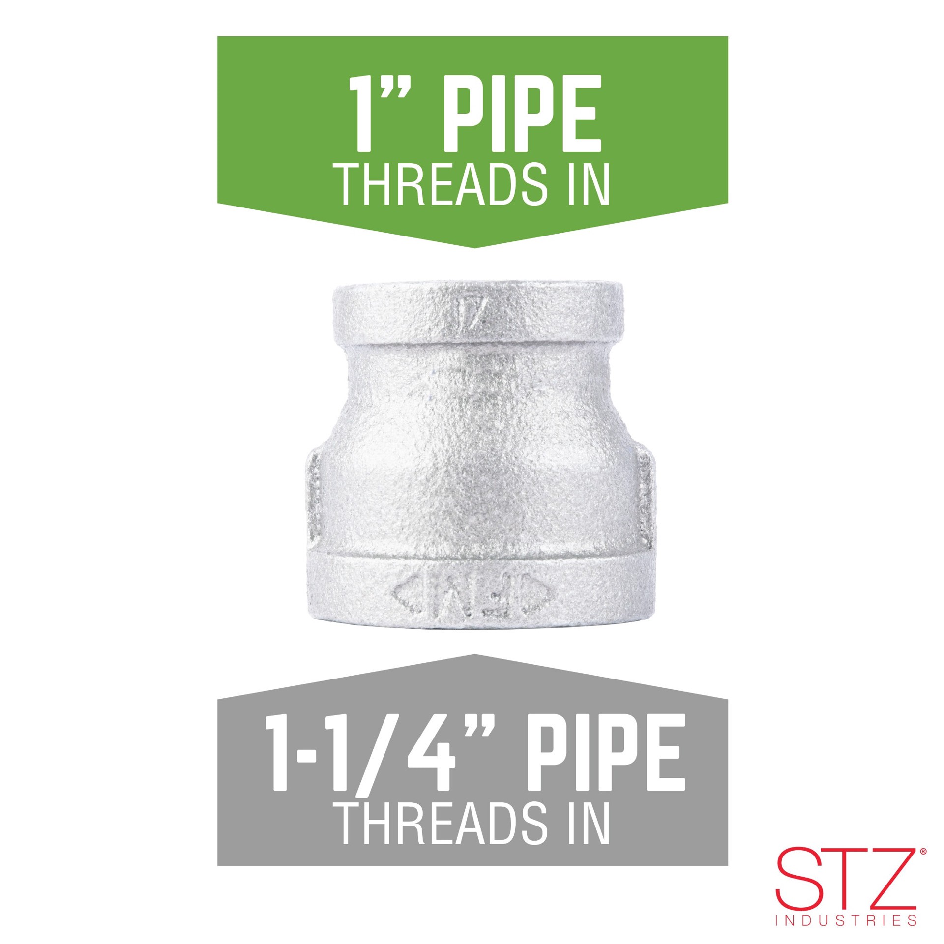 slide 6 of 6, RELIABILT 1-1/4-in x 1-in Galvanized Reducing Coupling, 1 ct